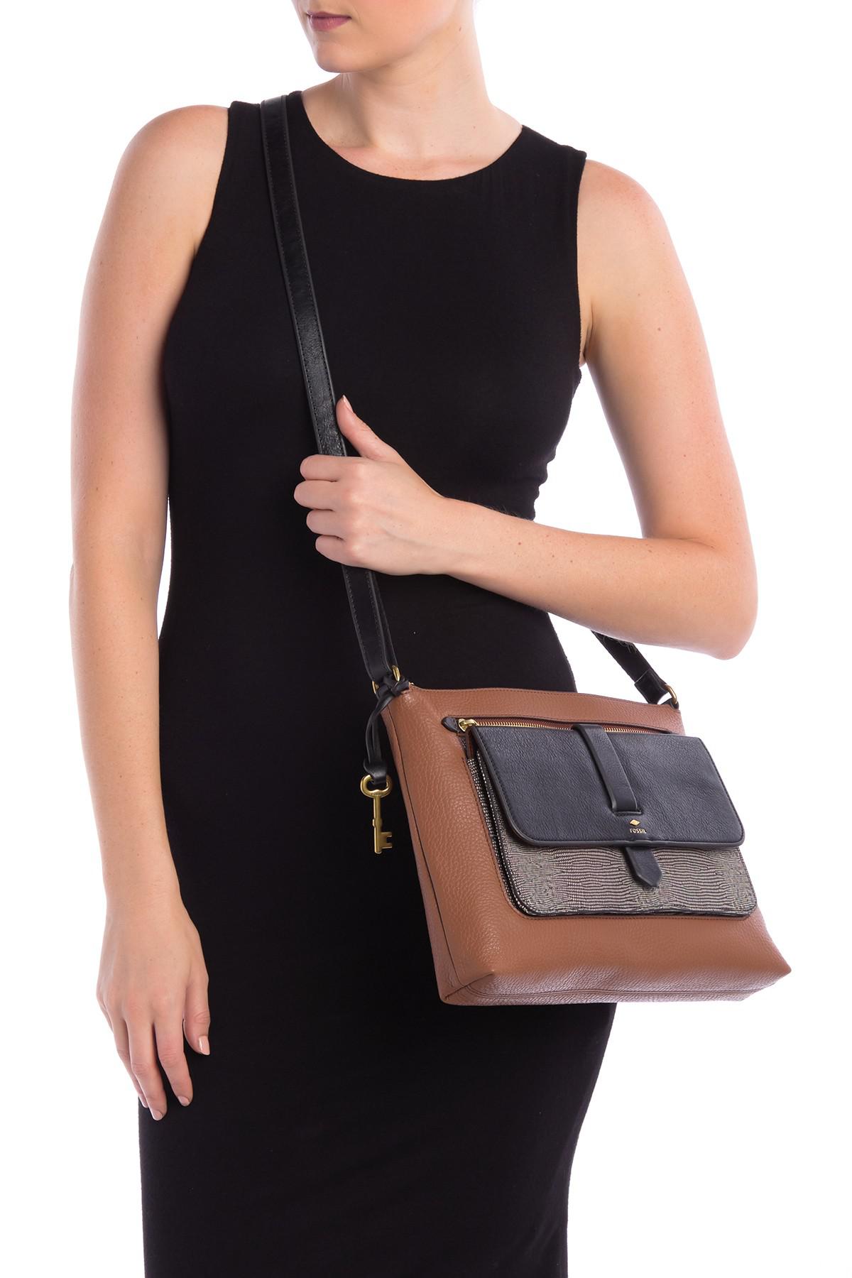 Fossil Kinley Large Leather Crossbody Bag in Brown | Lyst