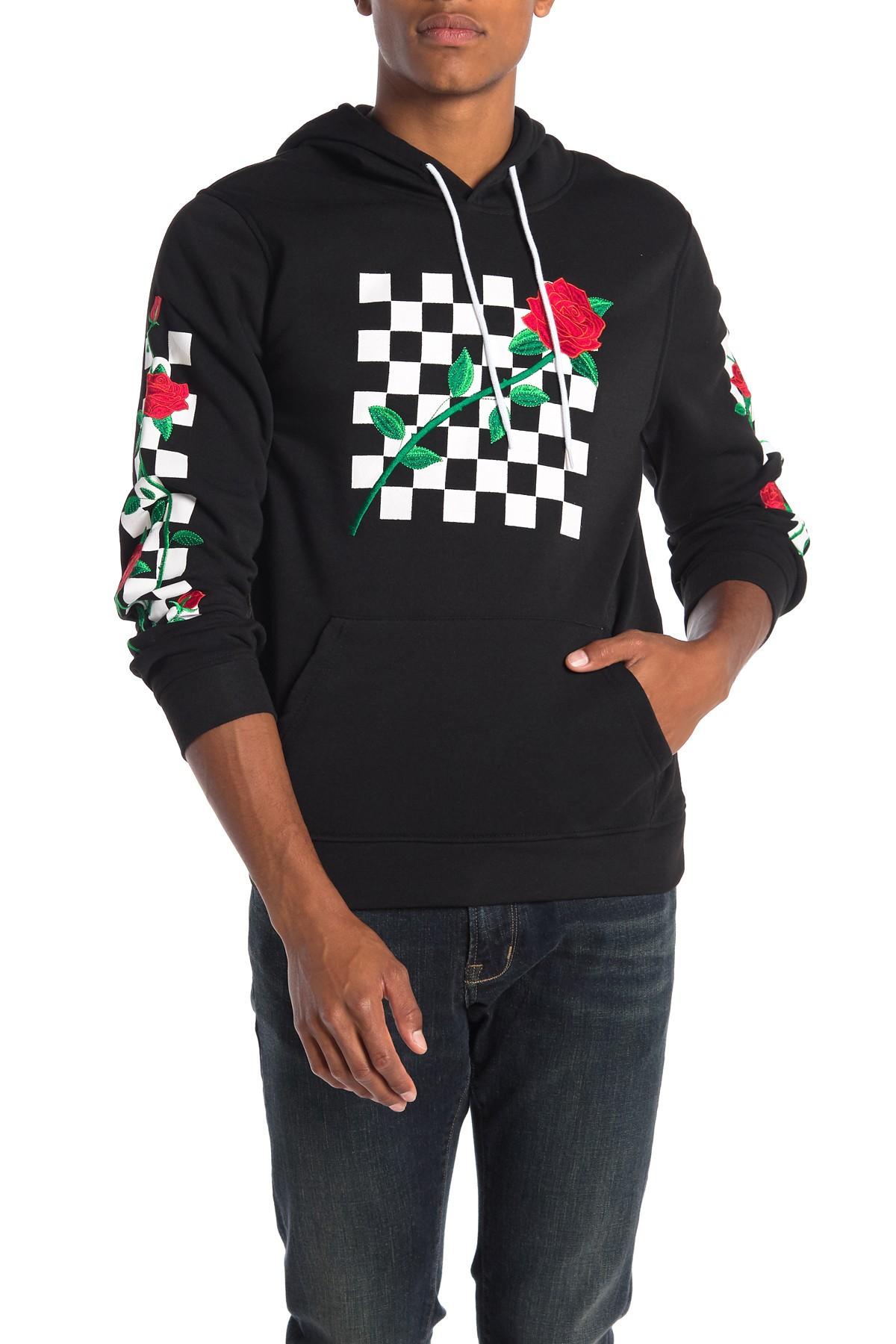 black rose checkered hoodie