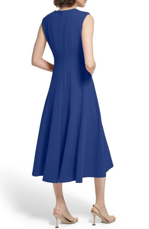 calvin klein scuba crepe a-line dress Women's Ha Van A-line Queen Anne Neck Ribbed Cotton Midi Dress XS/S/M/L/XL  White