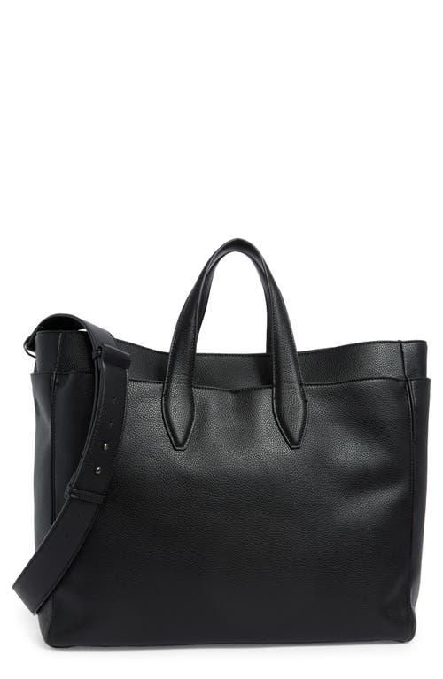 BCBGMAXAZRIA Layered Faux Leather Tote in Black | Lyst
