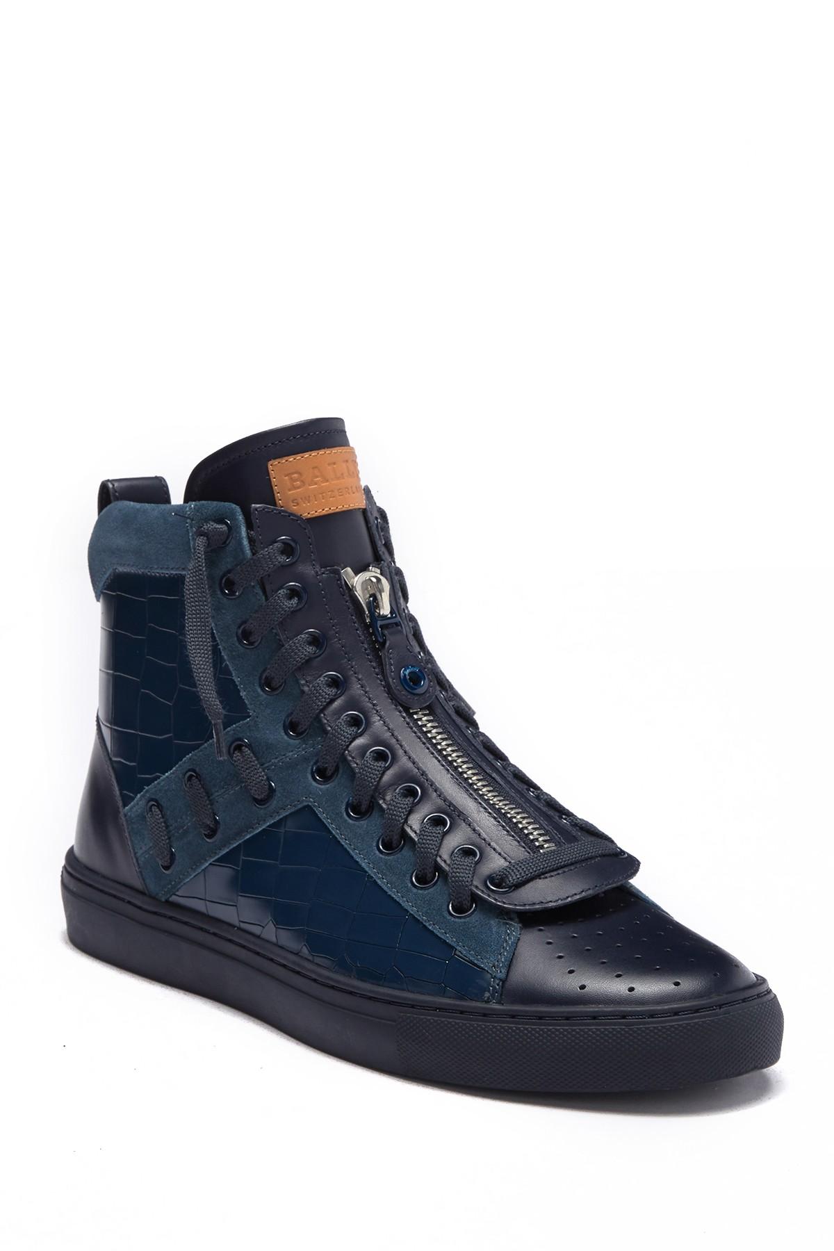 Bally Hekem Crocodile Embossed Leather High-top Sneaker in Blue for Men ...