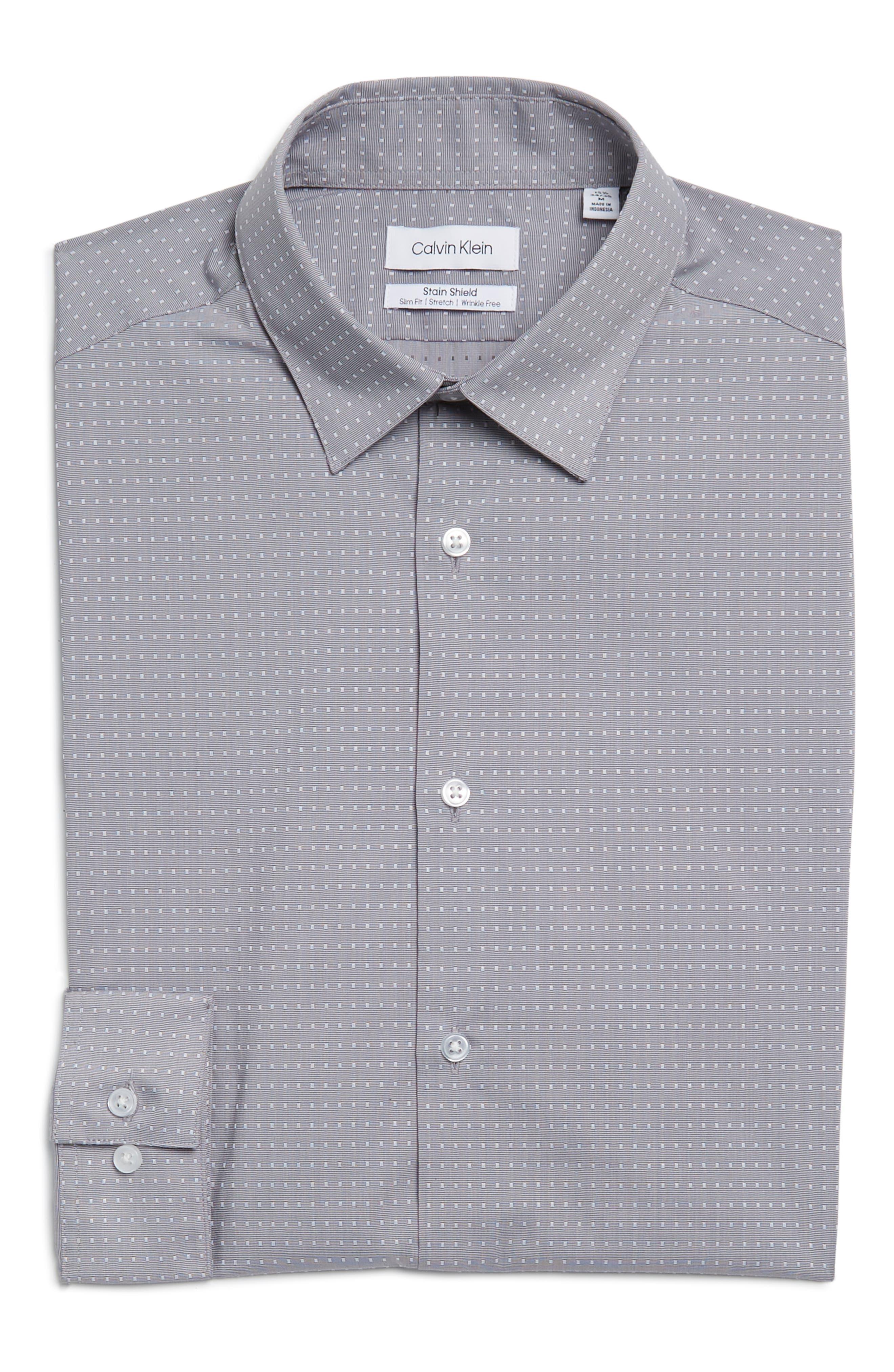 Calvin Klein Slim Fit Extreme Stain Shield Stretch Dobby Print Dress Shirt in Blue for Men Lyst