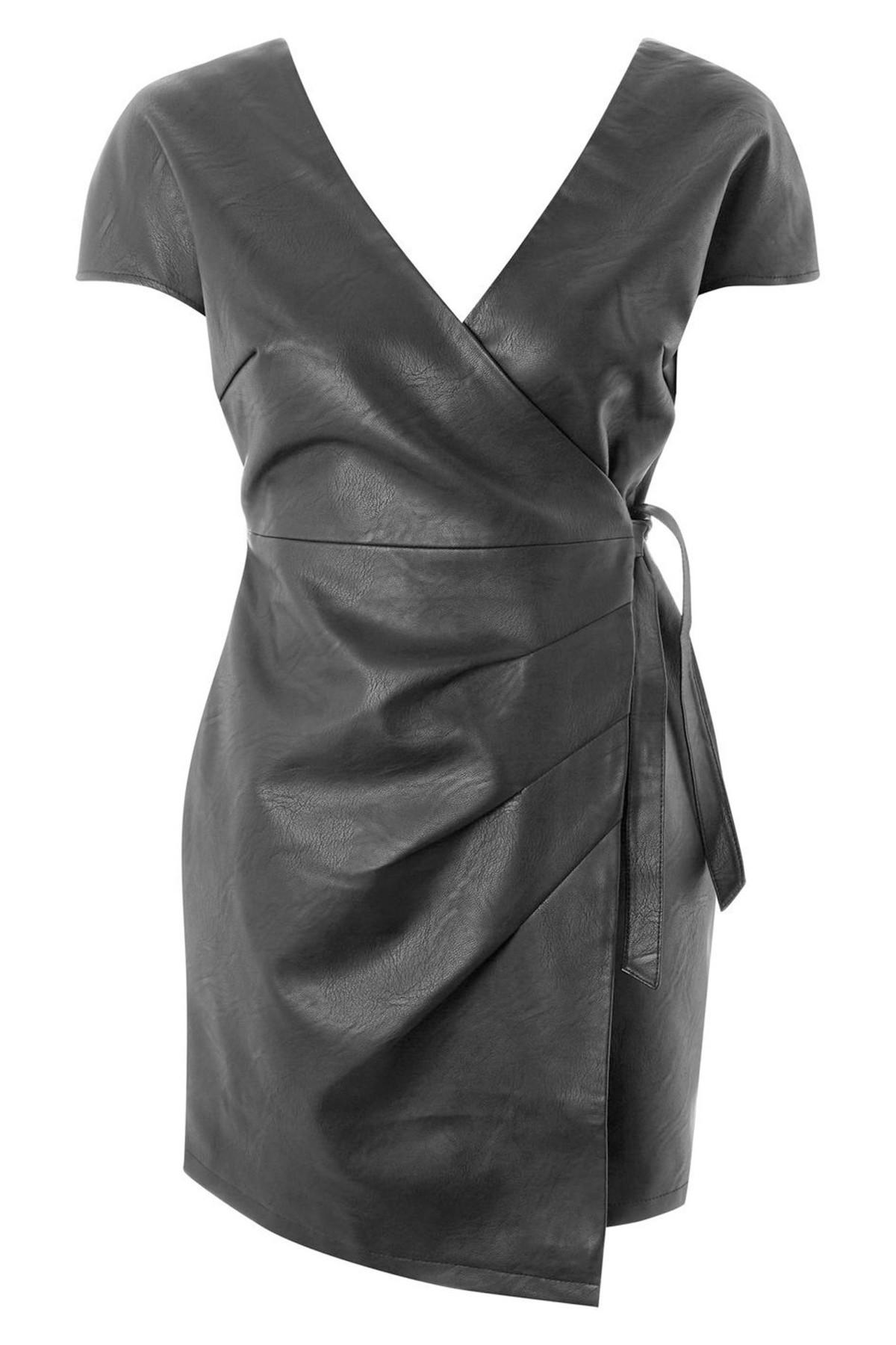 TOPSHOP Faux Leather Wrap Dress in ...