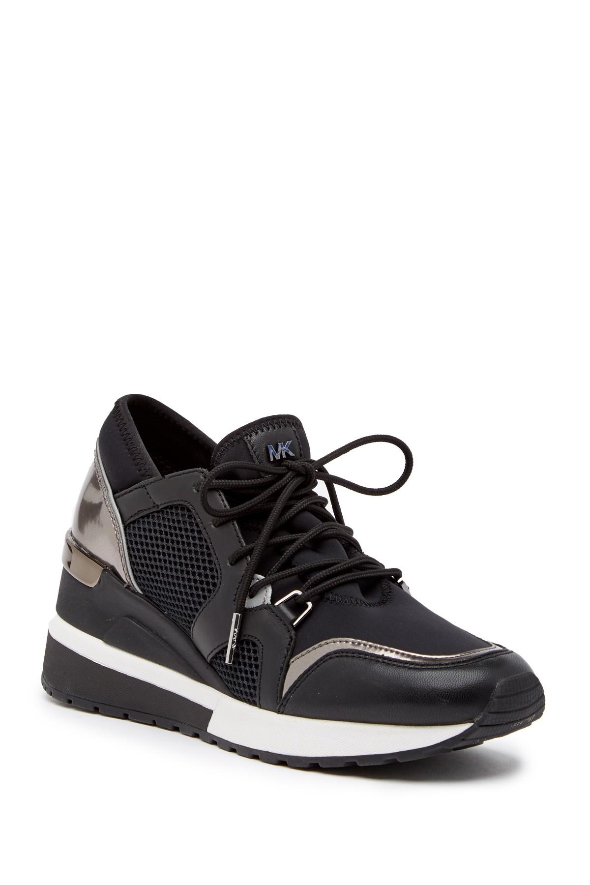 MICHAEL Michael Kors Leather Scout Trainer Wedge Sneaker in Black | Lyst