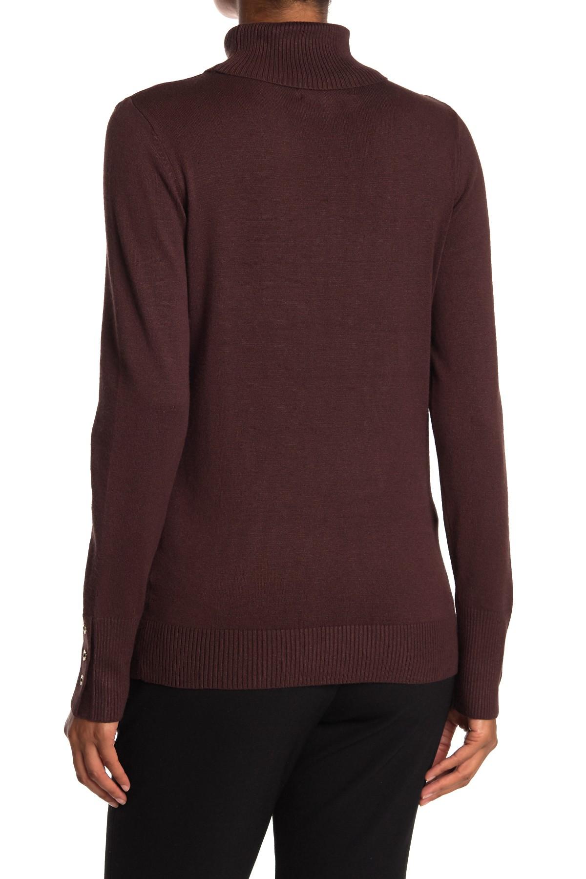 Joseph A Synthetic Turtleneck Button Sleeve Pullover Sweater in Purple ...
