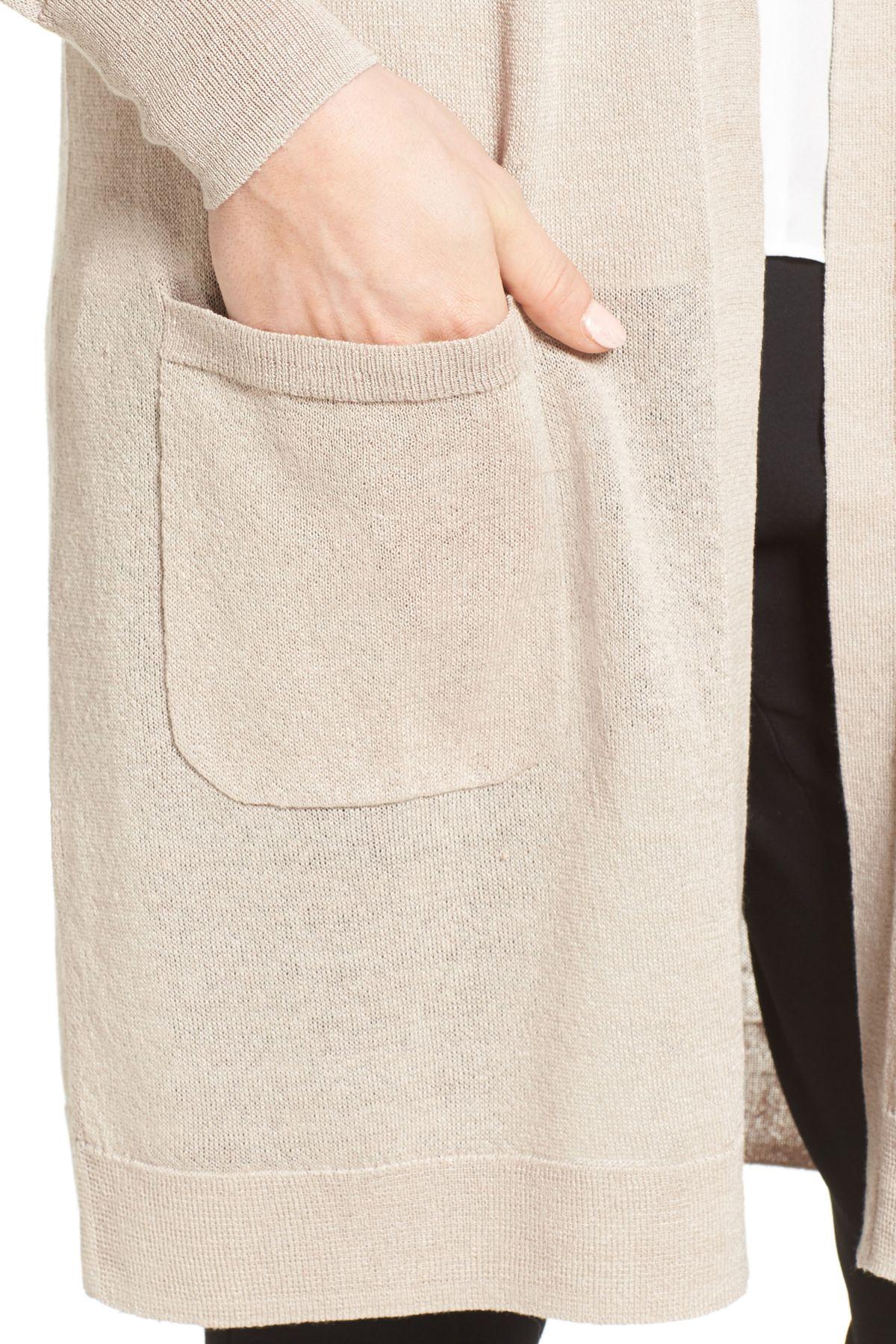 Halogen long shop linen blend cardigan