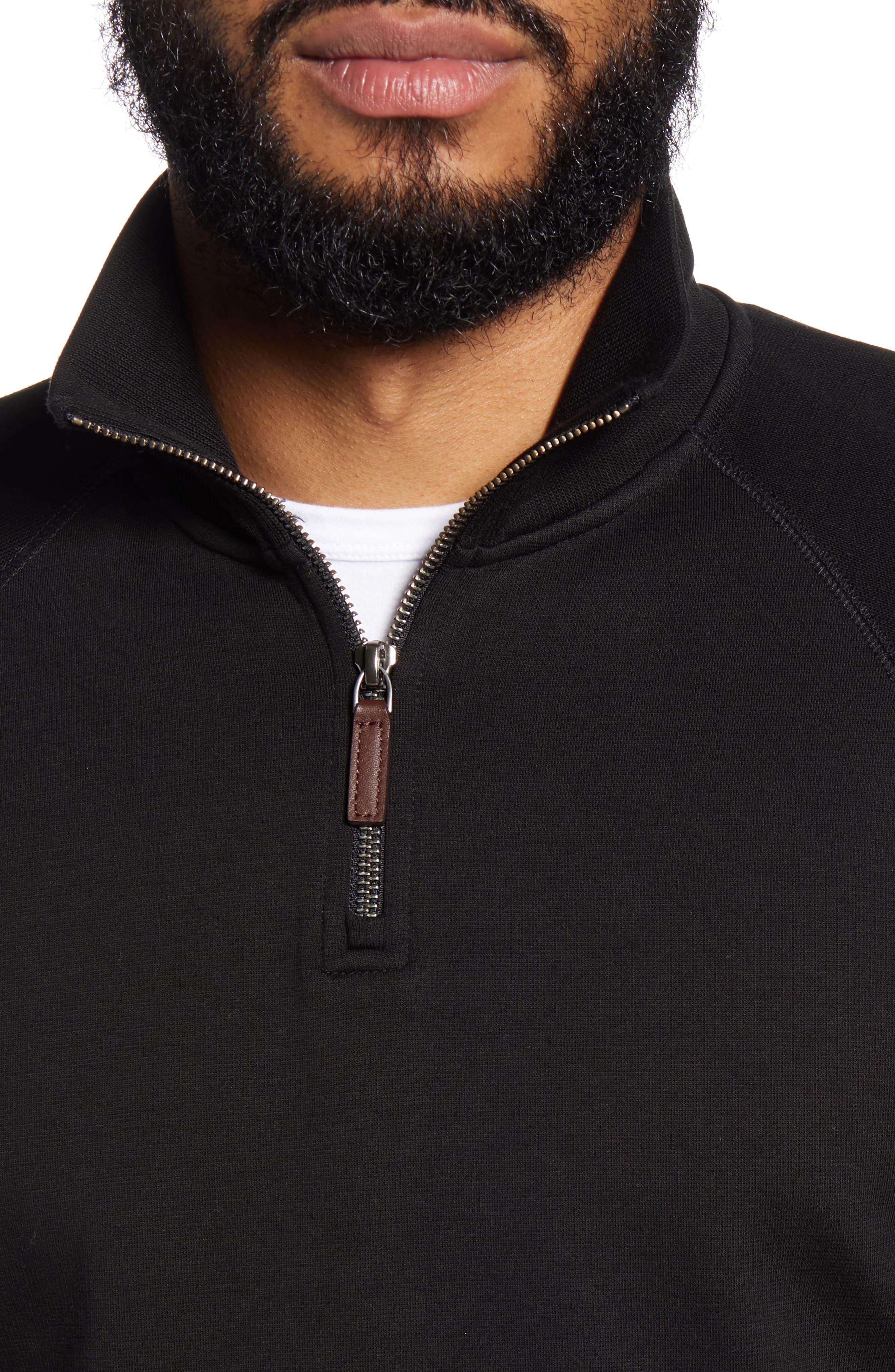 Vince Cotton Quarter Zip Pullover in Black for Men Lyst