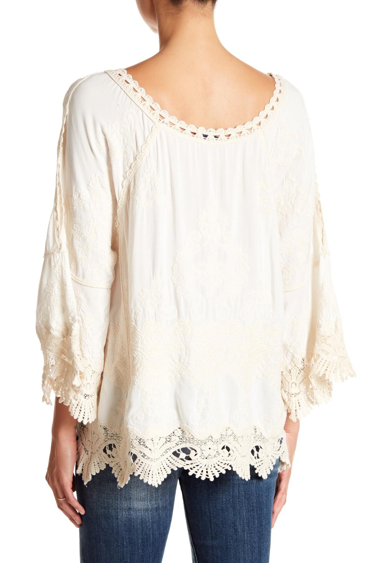 Democracy Womens Crochet Embellished Top Democracy Lace Crochet