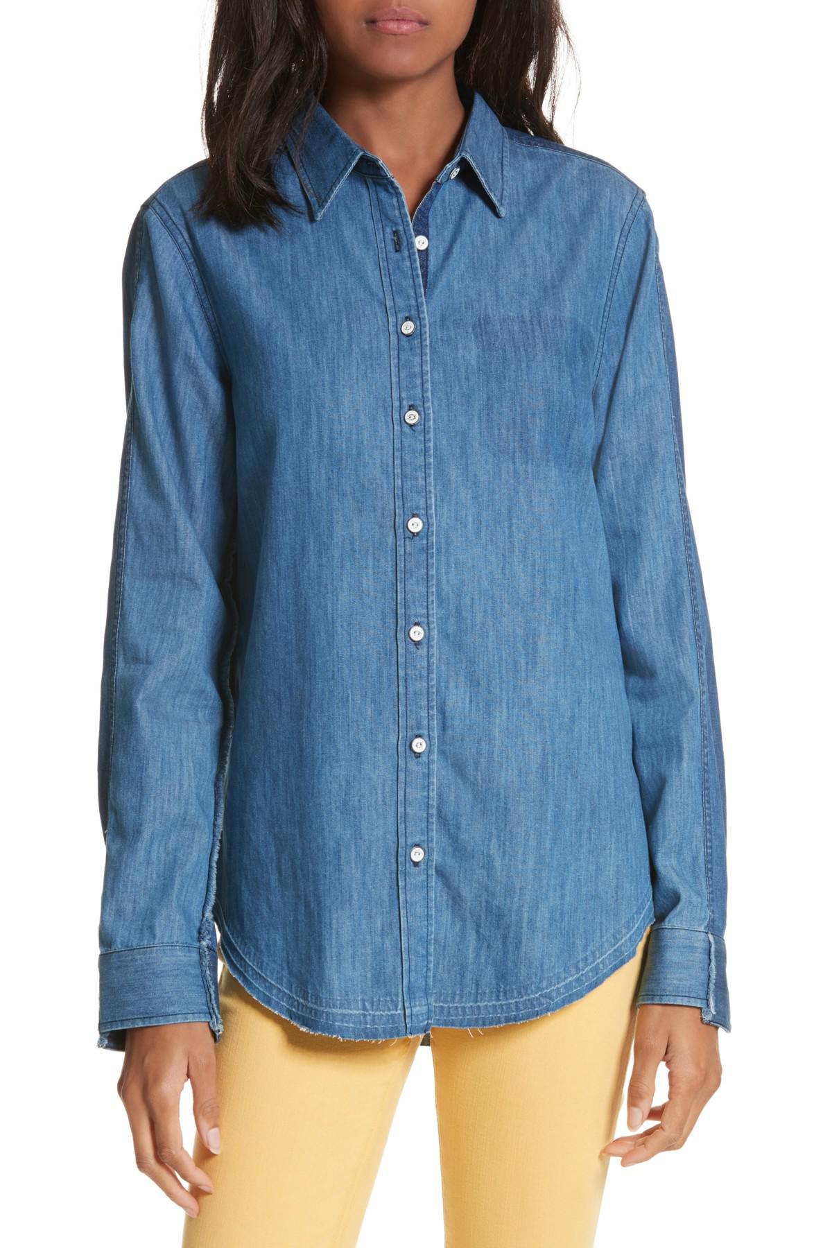 Rag & Bone Destroyed Classic Denim Shirt in Blue - Lyst
