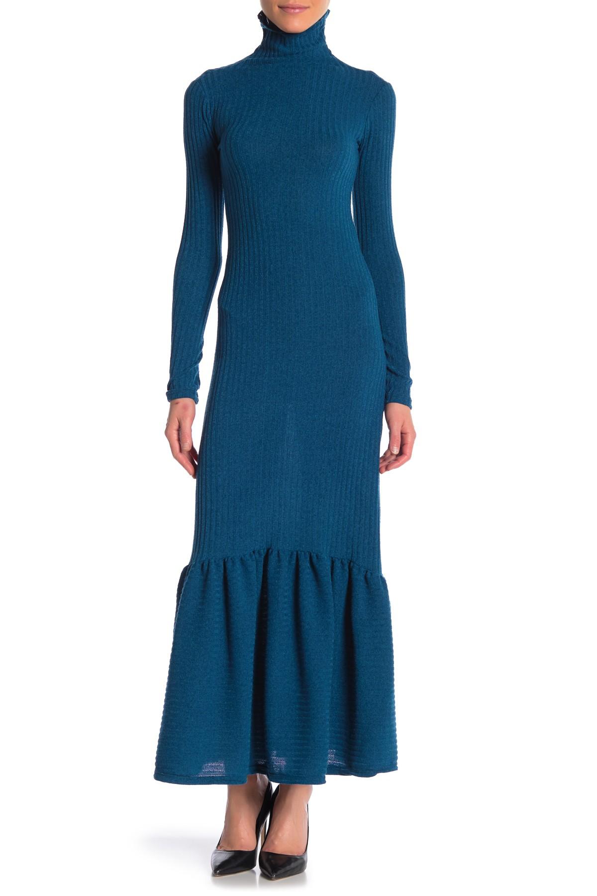 Go couture long sleeve turtleneck maxi dress Clearance
