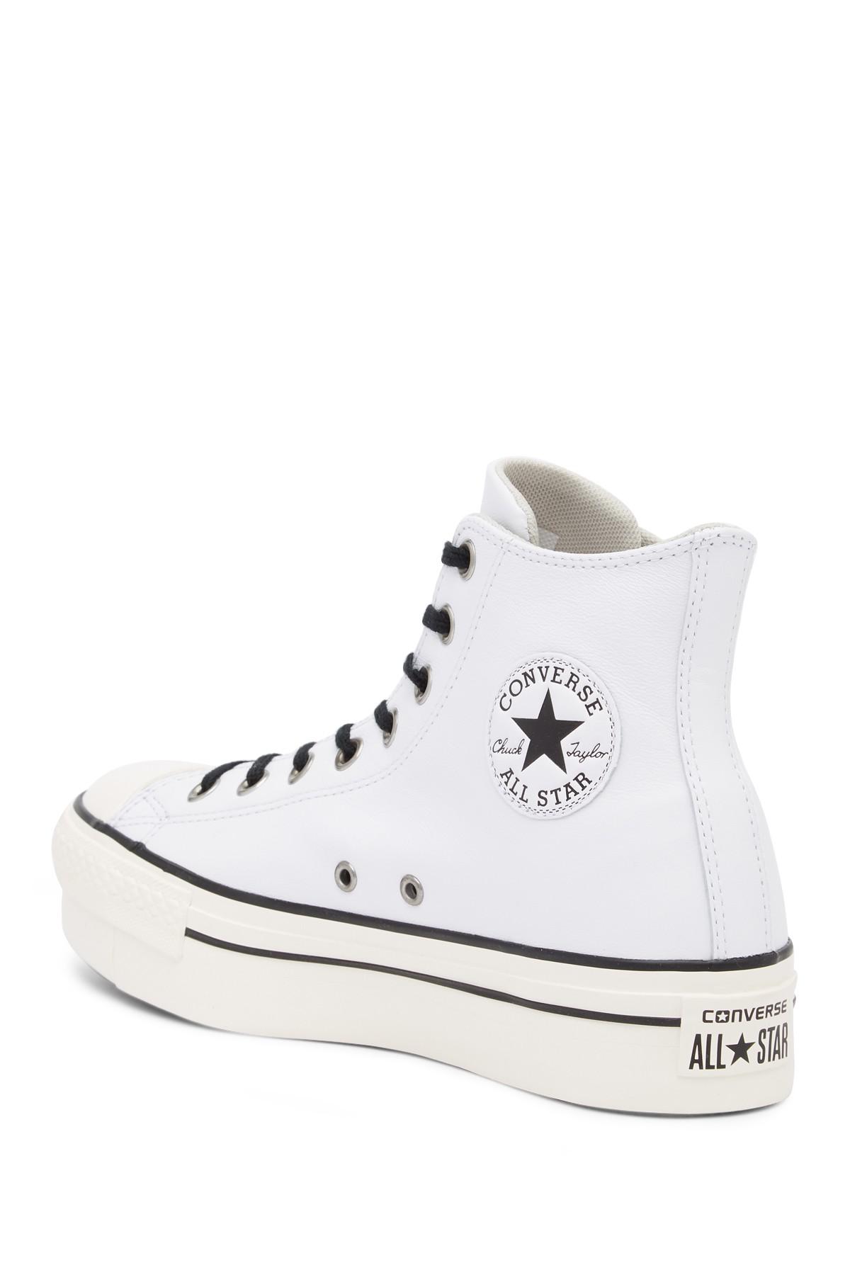 white leather high top platform converse