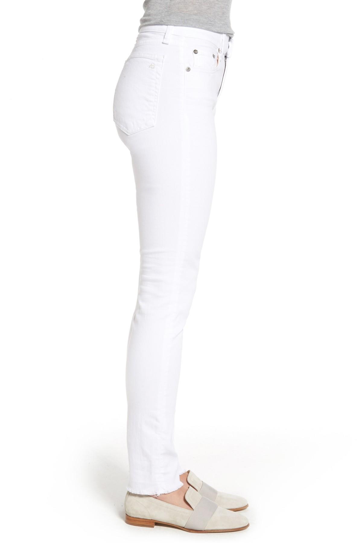 the high waist step hem slim boy jeans