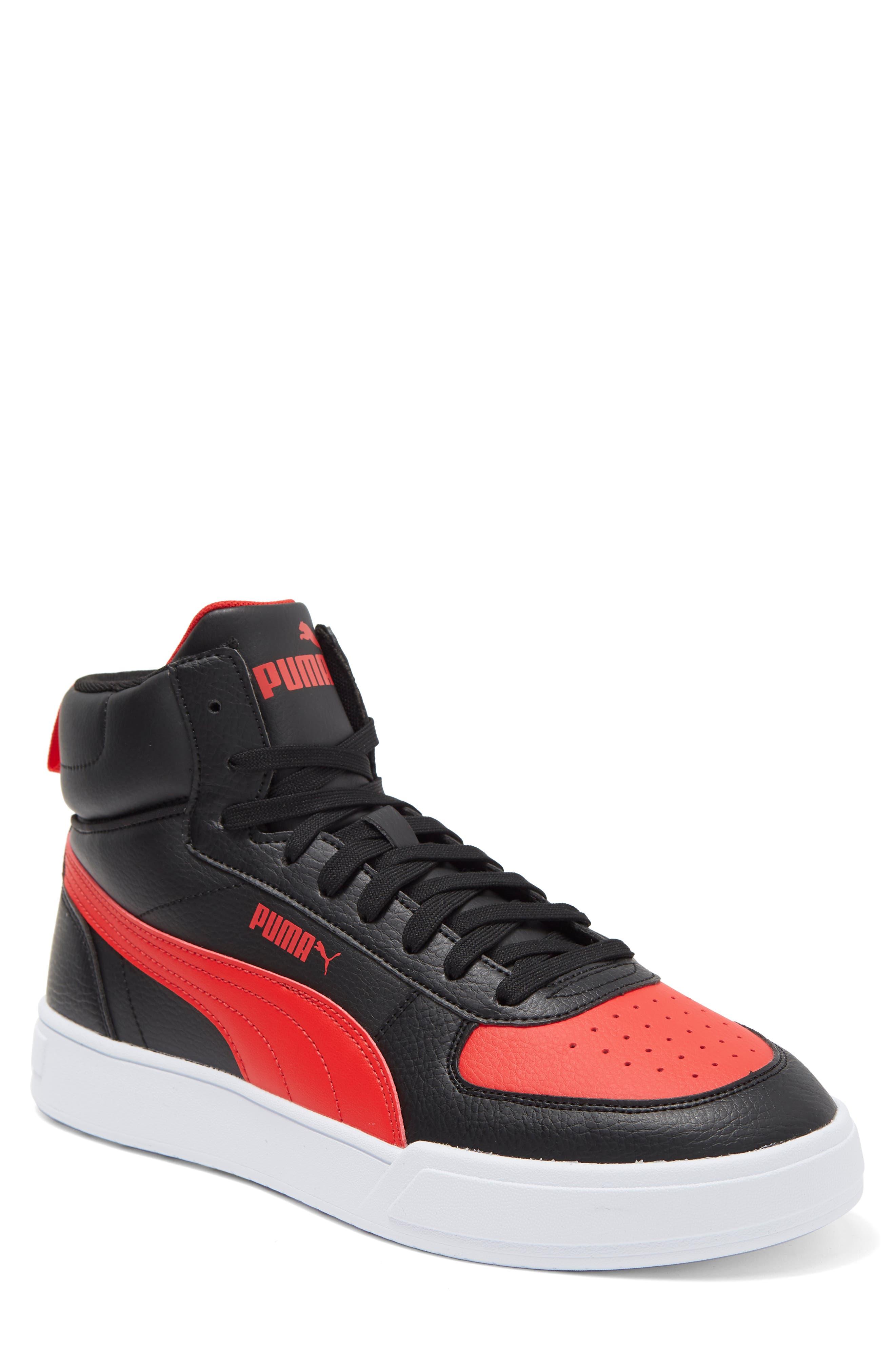 PUMA Caven Mid Sneaker In Black-high Risk Red-red At Nordstrom Rack for Men  | Lyst