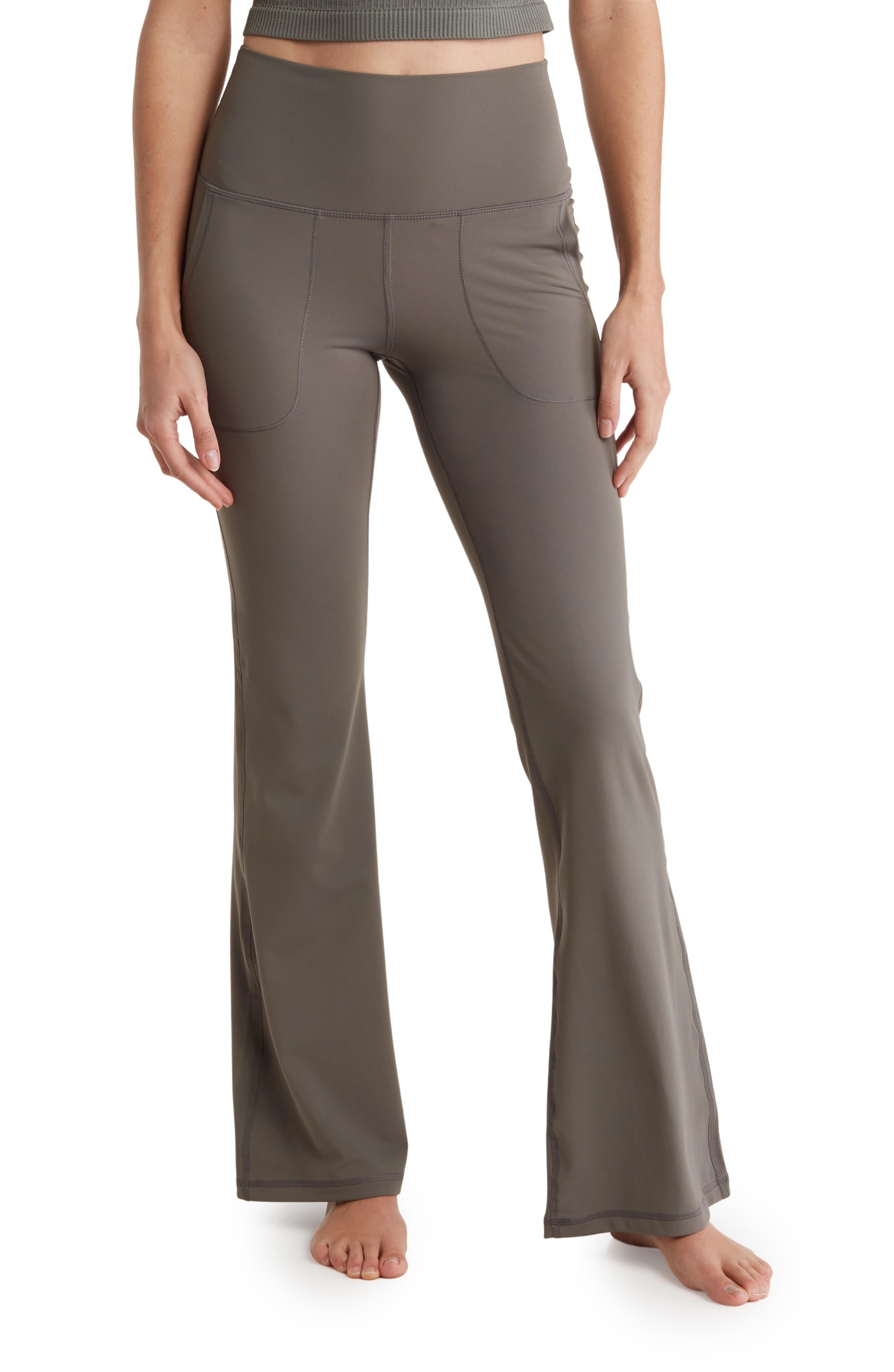 90 Degrees Nude Tech All Day Flared Leggings in Brown