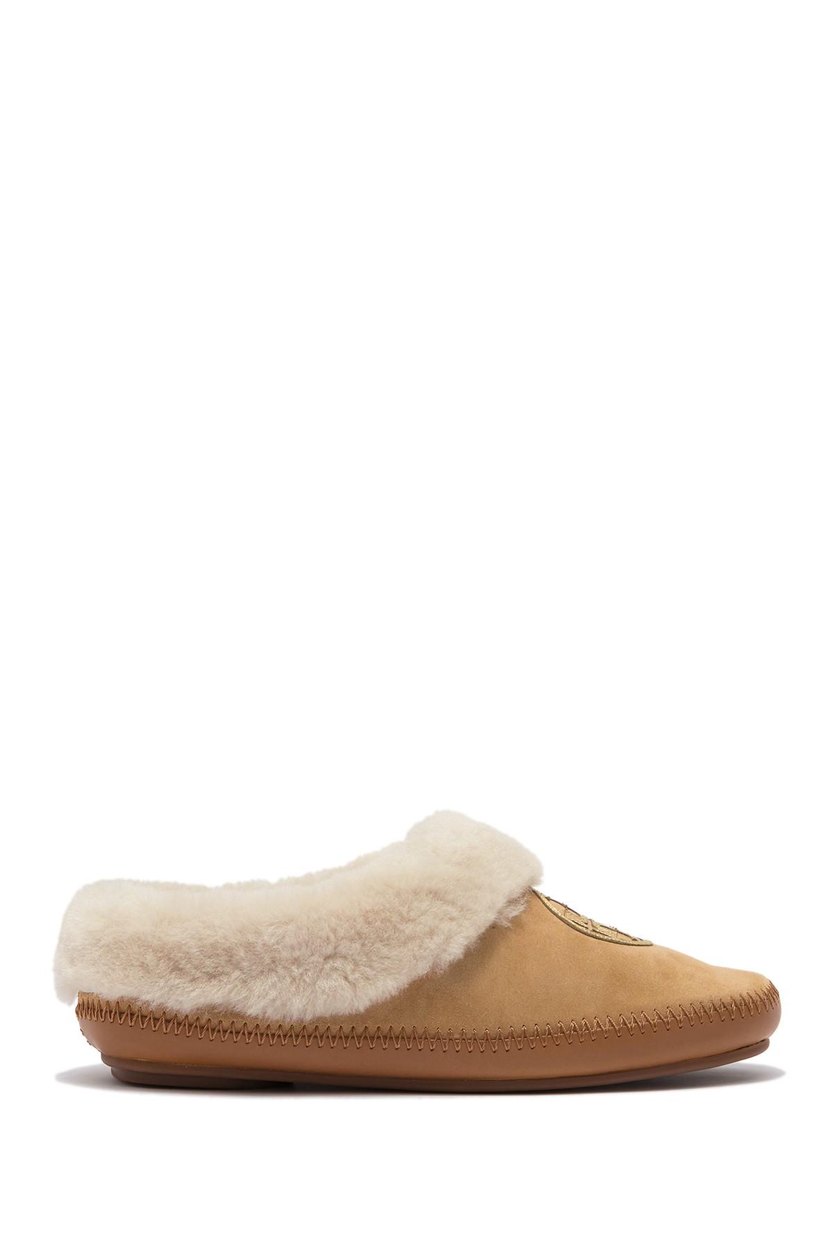 Tory Burch Leather Coley Genuine Shearling Slipper - Lyst
