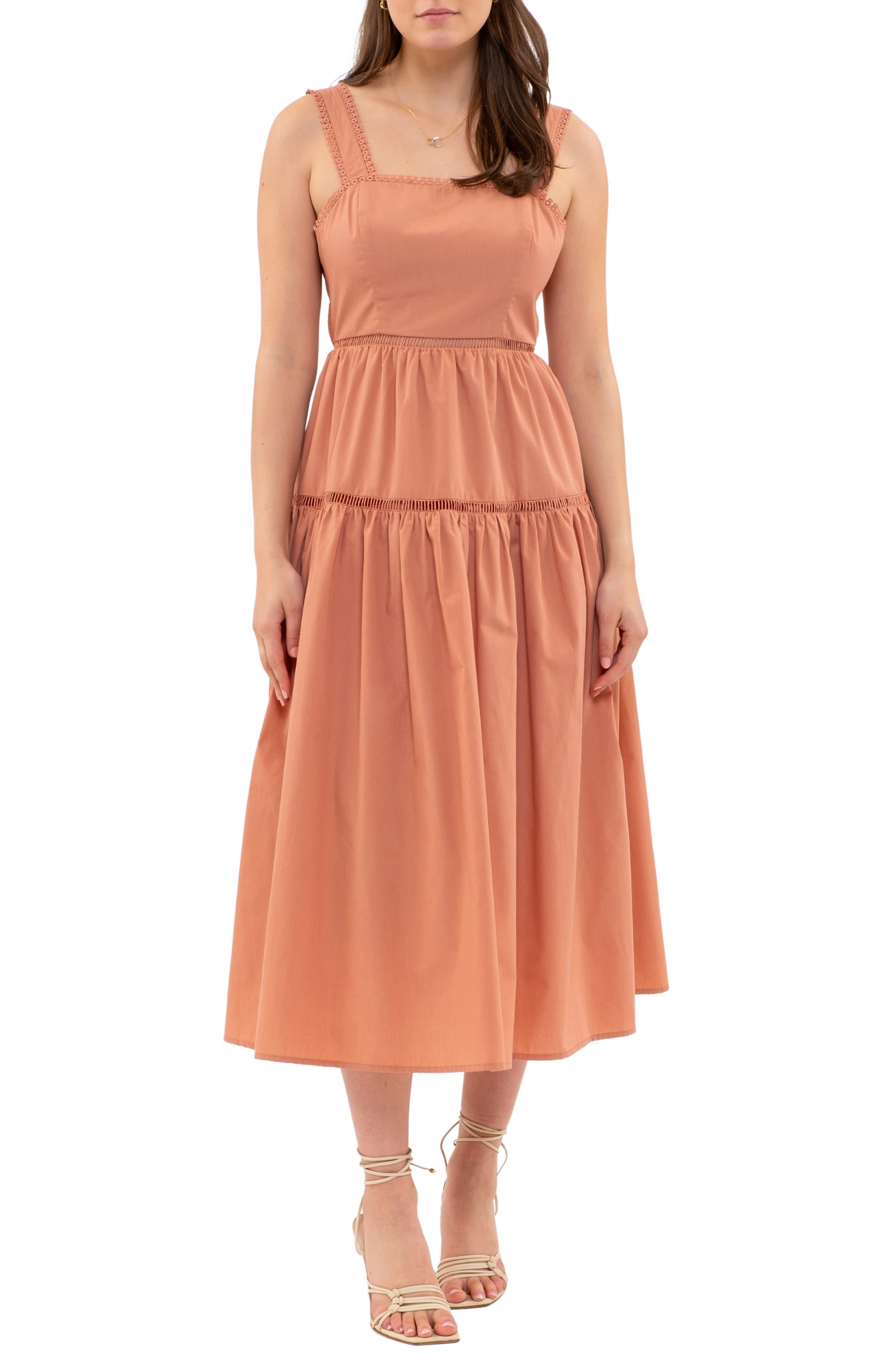 Blu Pepper Ladder Cutout Tie Back Dress in Orange Lyst