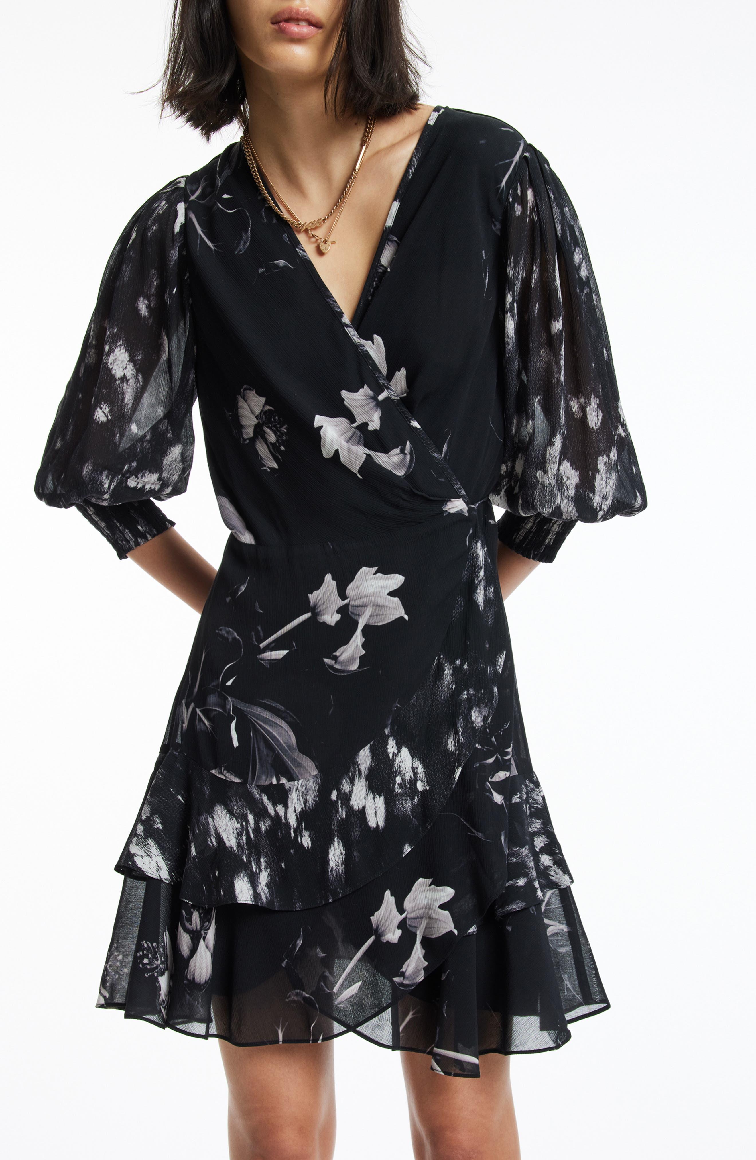 All saints top black wrap dress
