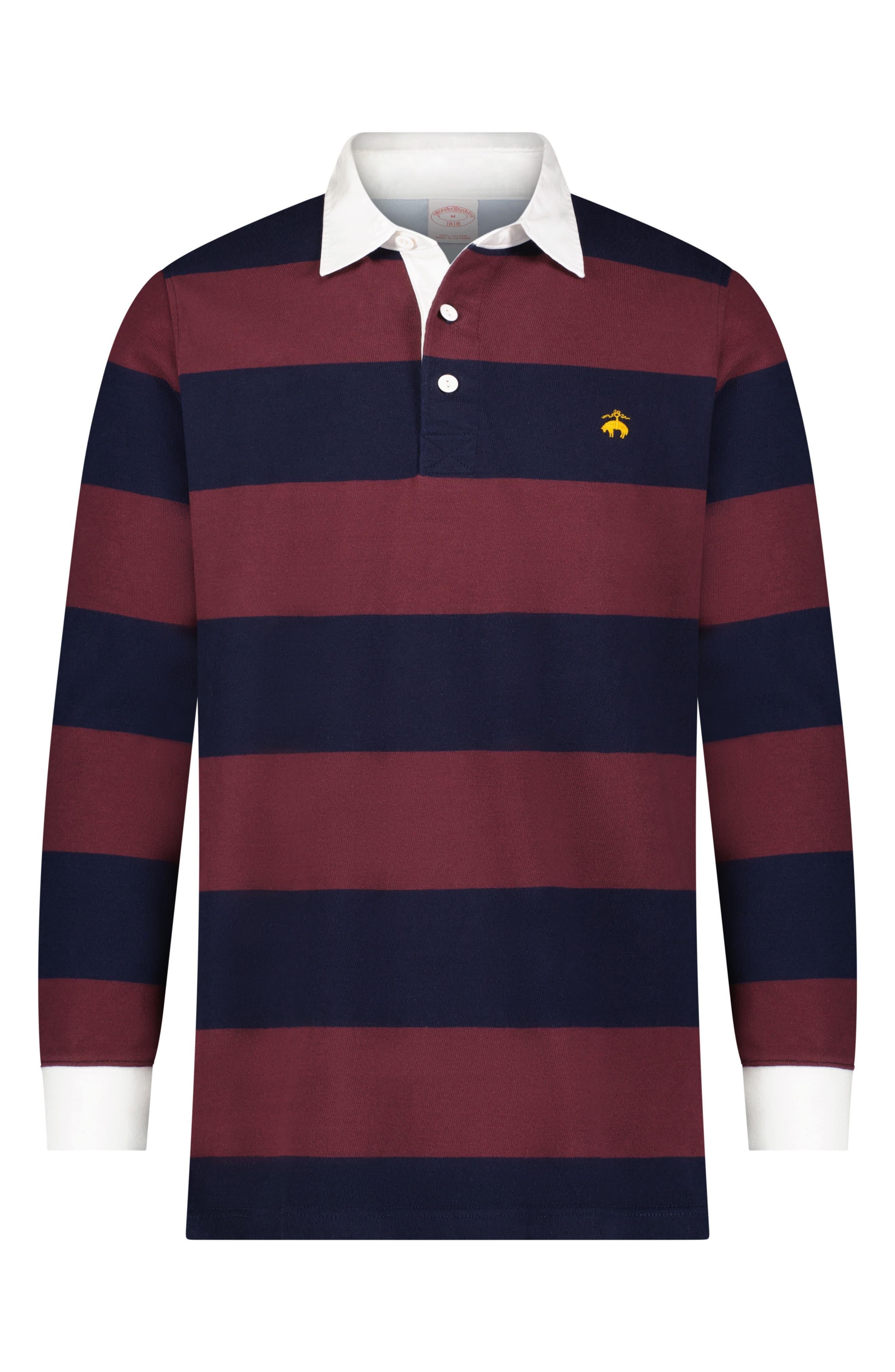 Brooks Brothers Stripe Long Sleeve Rugby Shirt in Blue for Men | Lyst