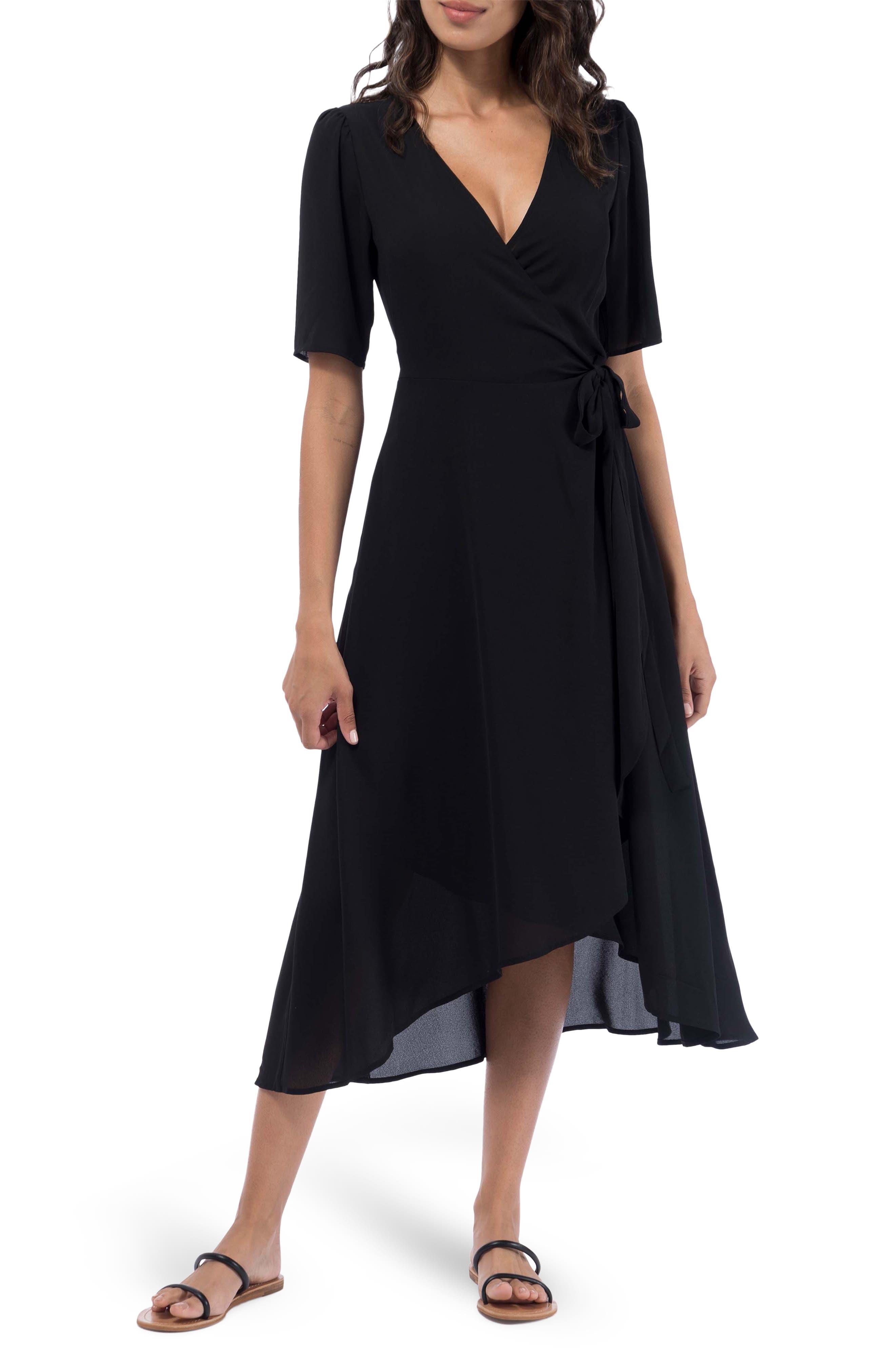 Bobeau Luma Wrap Dress In Black At Nordstrom Rack | Lyst