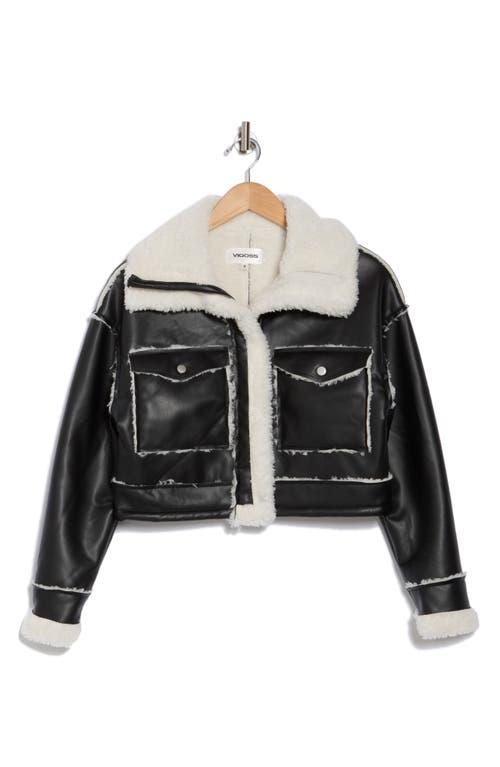 Vigoss Faux Shearling Lined Faux Leather Crop Jacket in