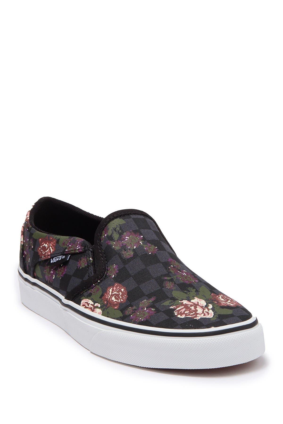 Vans Asker Floral Checkerboard Slip-on Sneaker in Black (Blue) | Lyst
