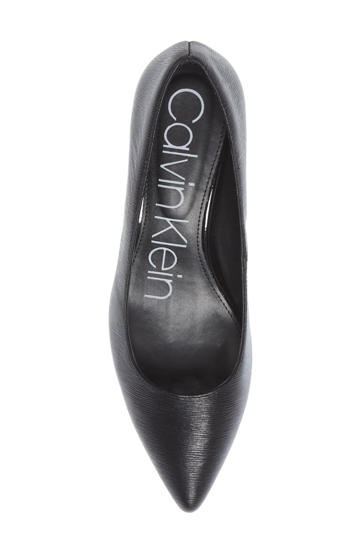 Calvin Klein Leather Gabrianna Kitten Heel Pump in Black Lyst