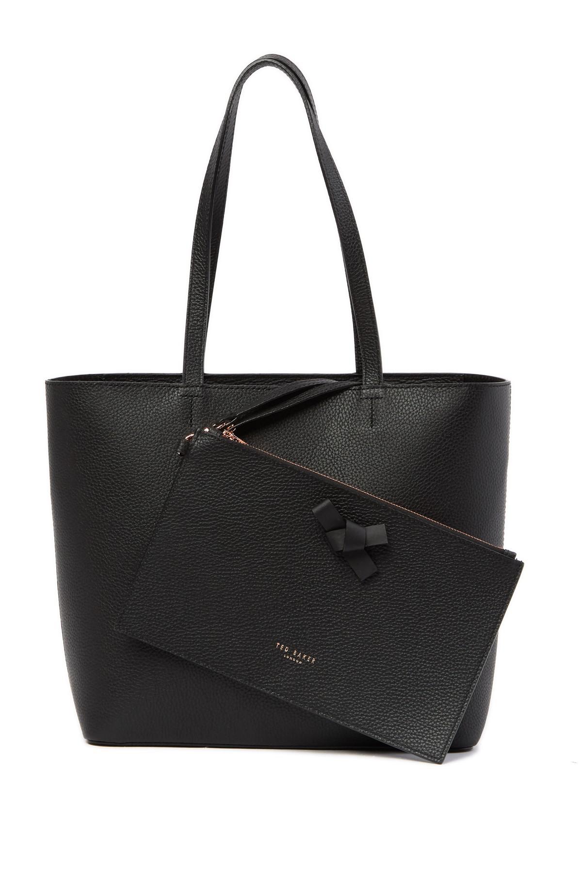 Ted Baker Allie Giant Knot Leather Shopper Tote Bag in Black - Lyst
