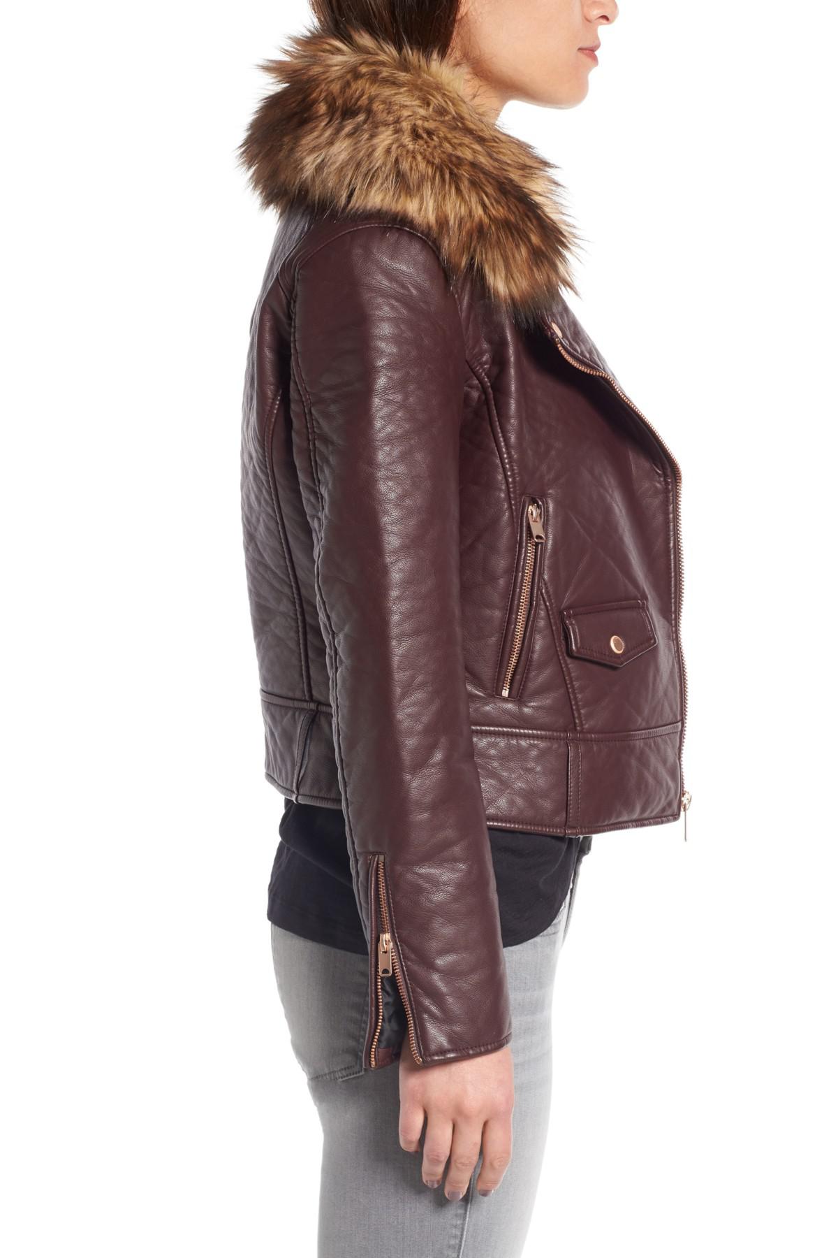 Marc New York Multicolor Andrew Beverly Faux Leather Jacket With Fur Trim