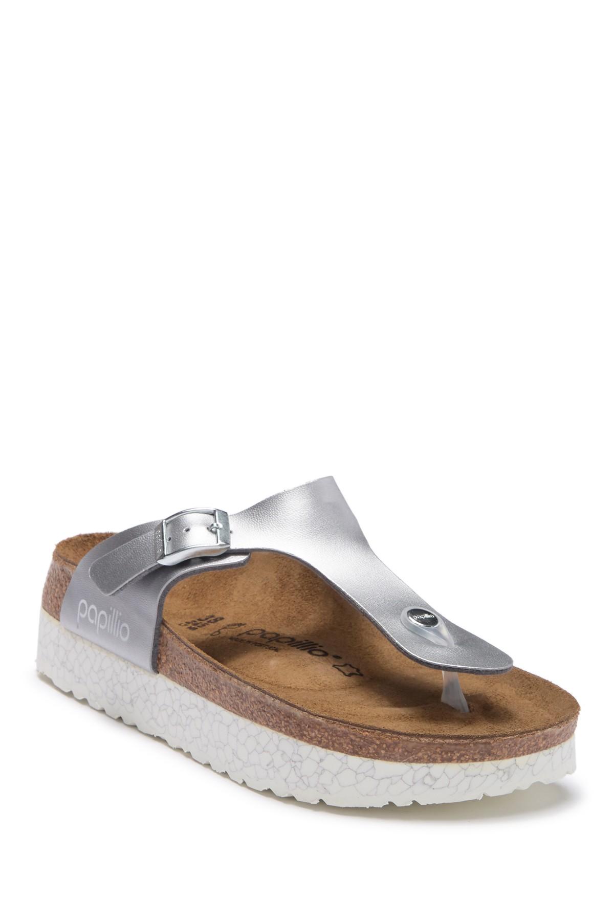 birkenstock silver thong sandals