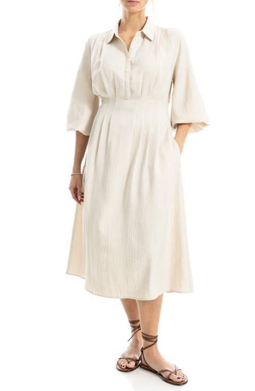 max studio collared shirt dress Max Studio Geometric Maxi Shirt Dress Collared Short Puff Sleeve Belted S