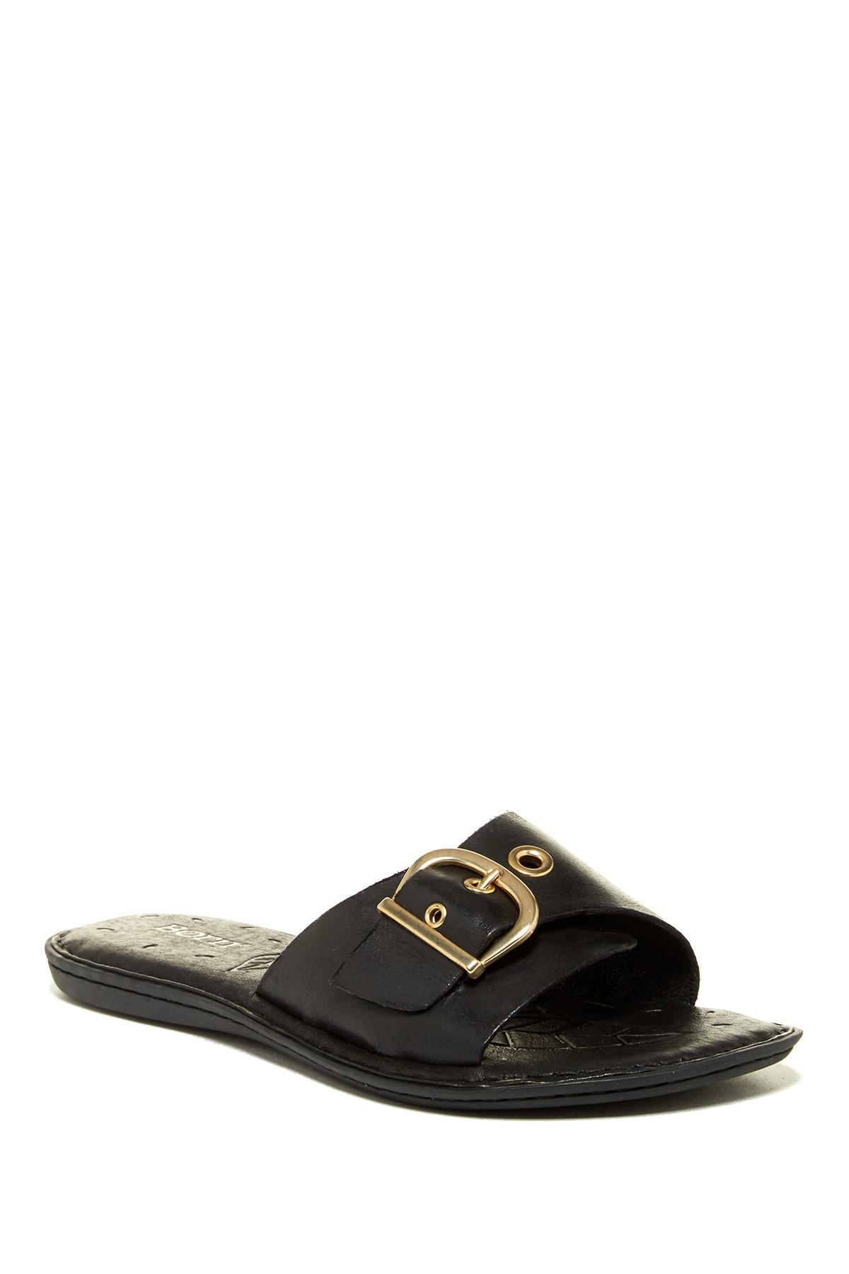 Born Leather Haiki Buckle Slide Sandal in Black - Lyst