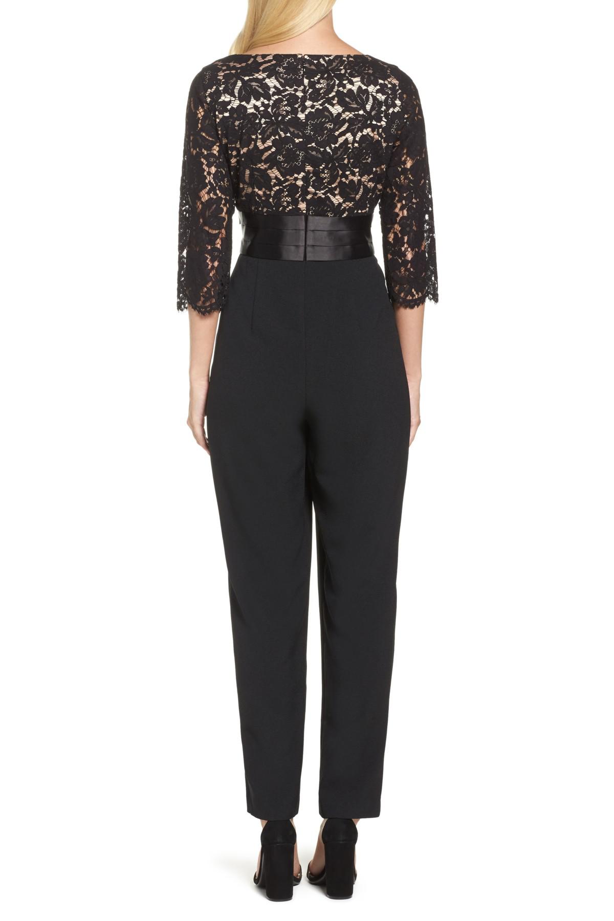 Eliza J Lace Bodice Jumpsuit in Black Lyst