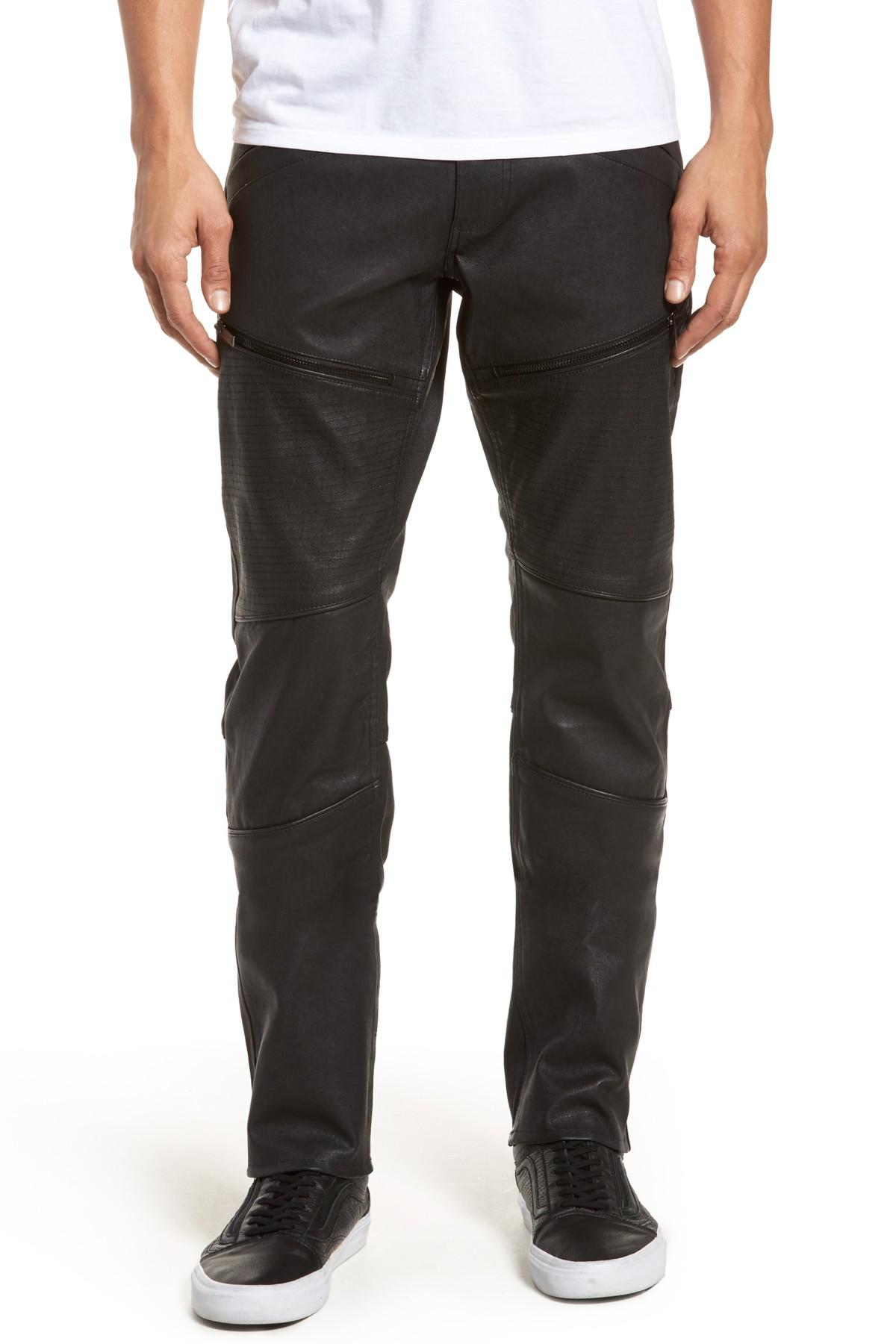 Calvin Klein Leather Biker Pants in Black for Men | Lyst