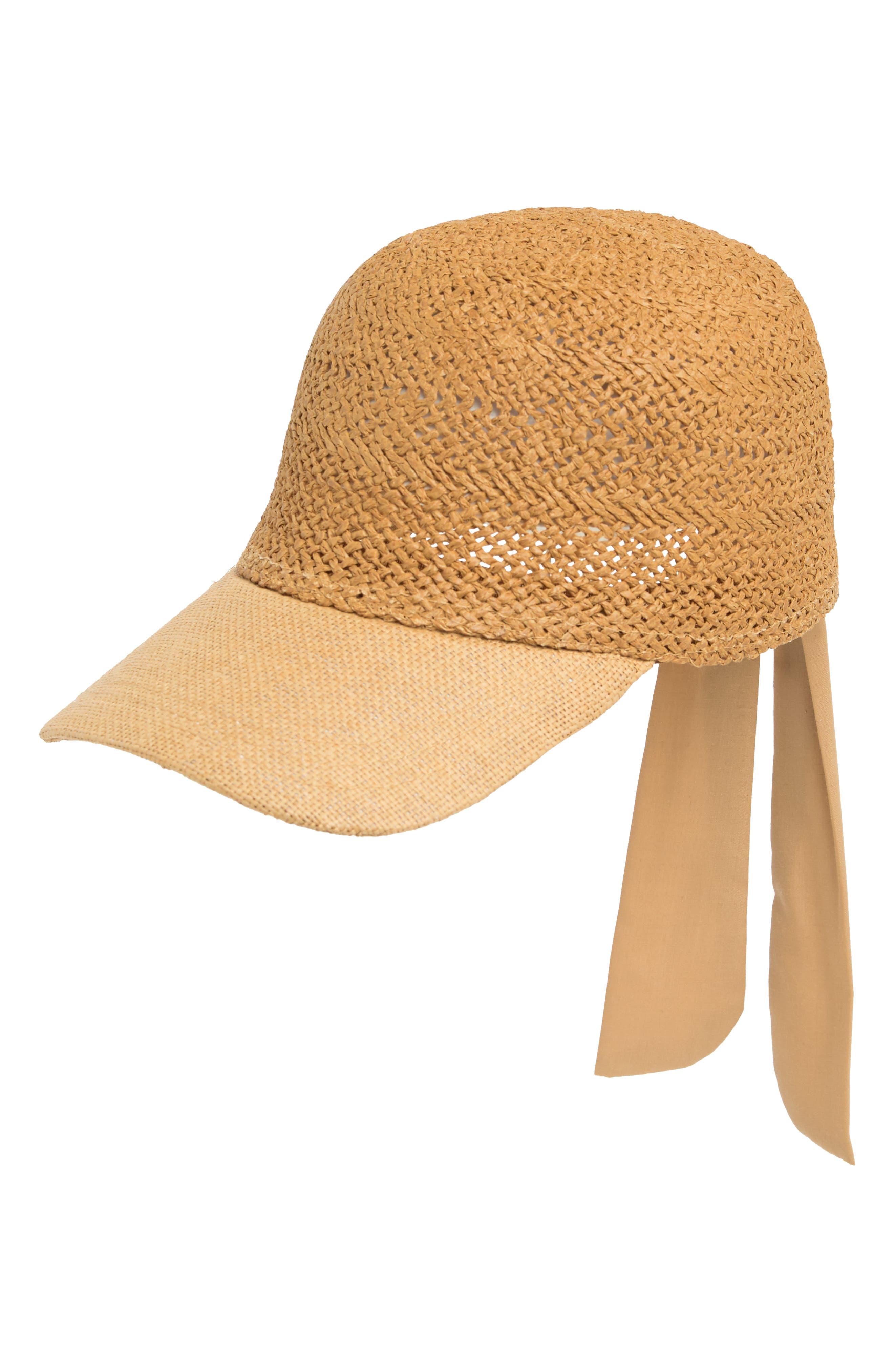 Melrose and Market Straw Tie Back Baseball Cap in White | Lyst