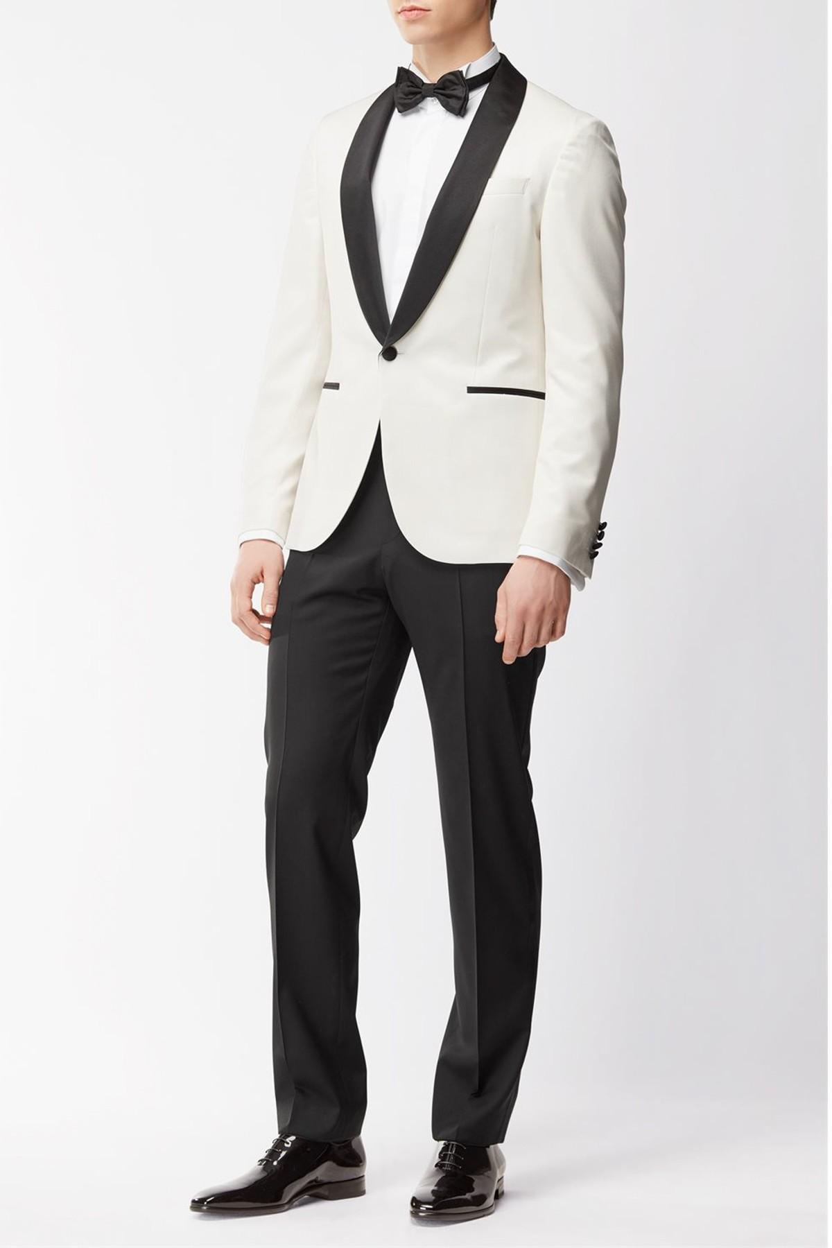 BOSS by Hugo Boss Nemir Lapel Collar Tuxedo Jacket in White for Men Lyst