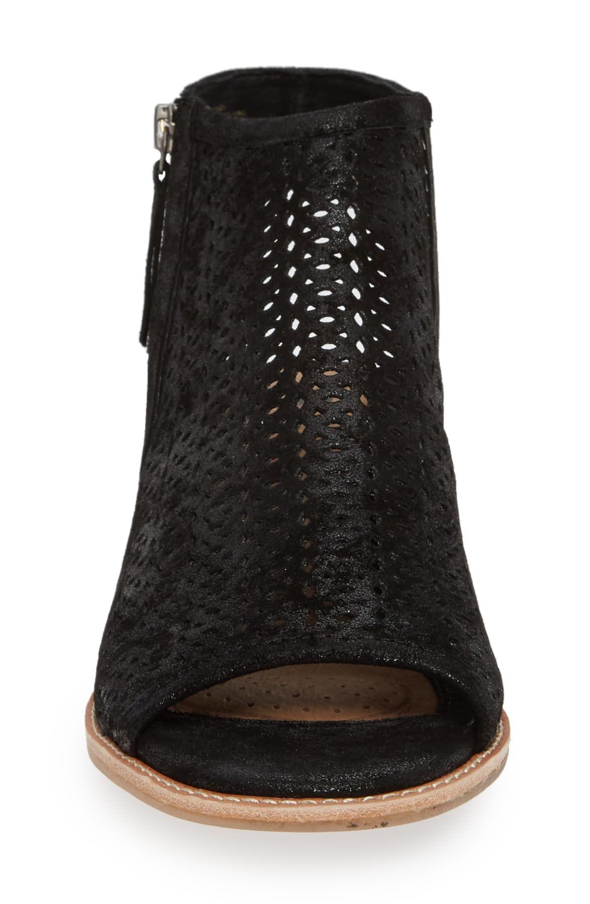 Natesa Perforated Sandal in Black Suede 
