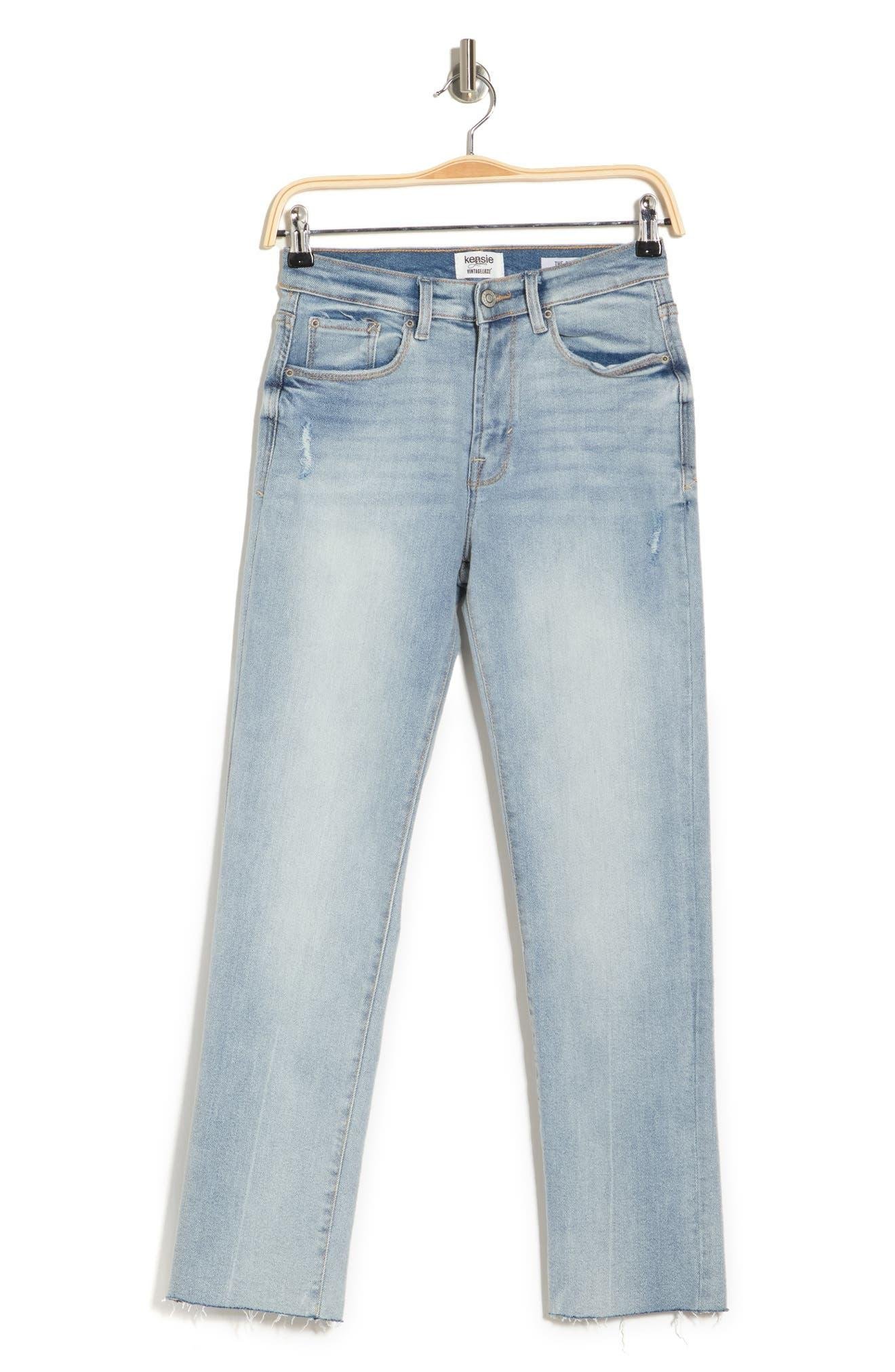 Kensie High Waist Slim Straight Leg Jeans In Pace W/dest At Nordstrom Rack  in Blue | Lyst