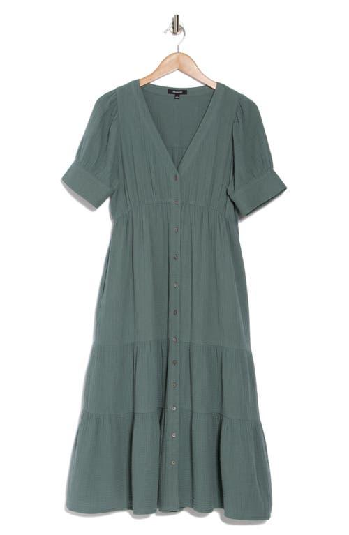 lightspun button front midi dress Plus Lightspun Button-Front Tiered Midi Dress