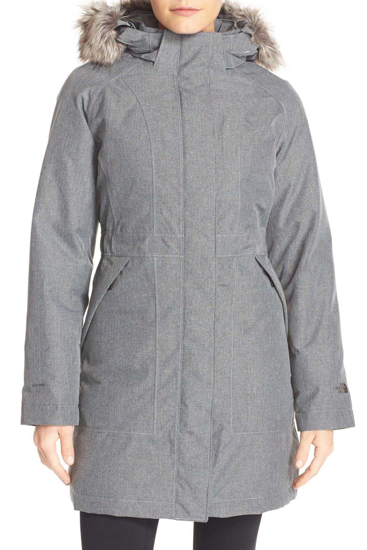 The North Face Arctic Down Parka With Removable Faux Fur Trim Hood in Gray - Lyst