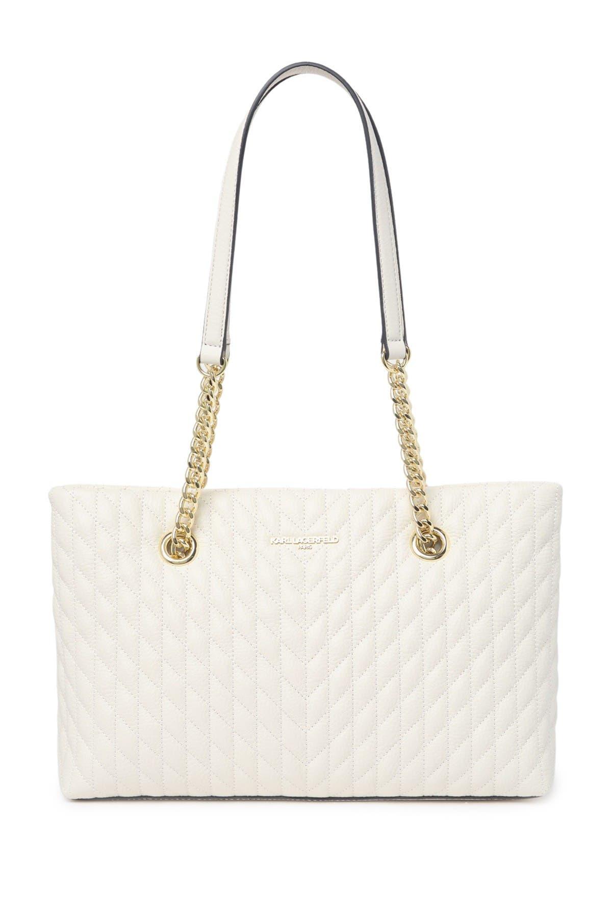 Karl Lagerfeld Karolina Leather Tote in White Lyst