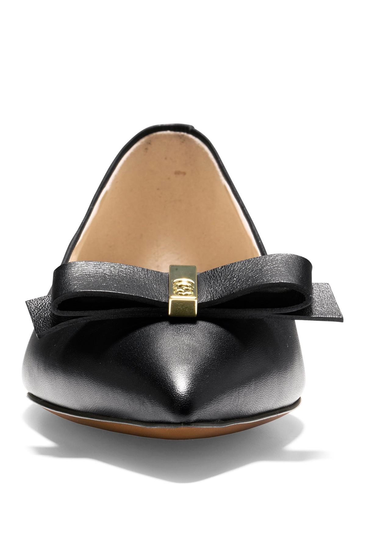 cole haan elsie leather bow skimmer flat
