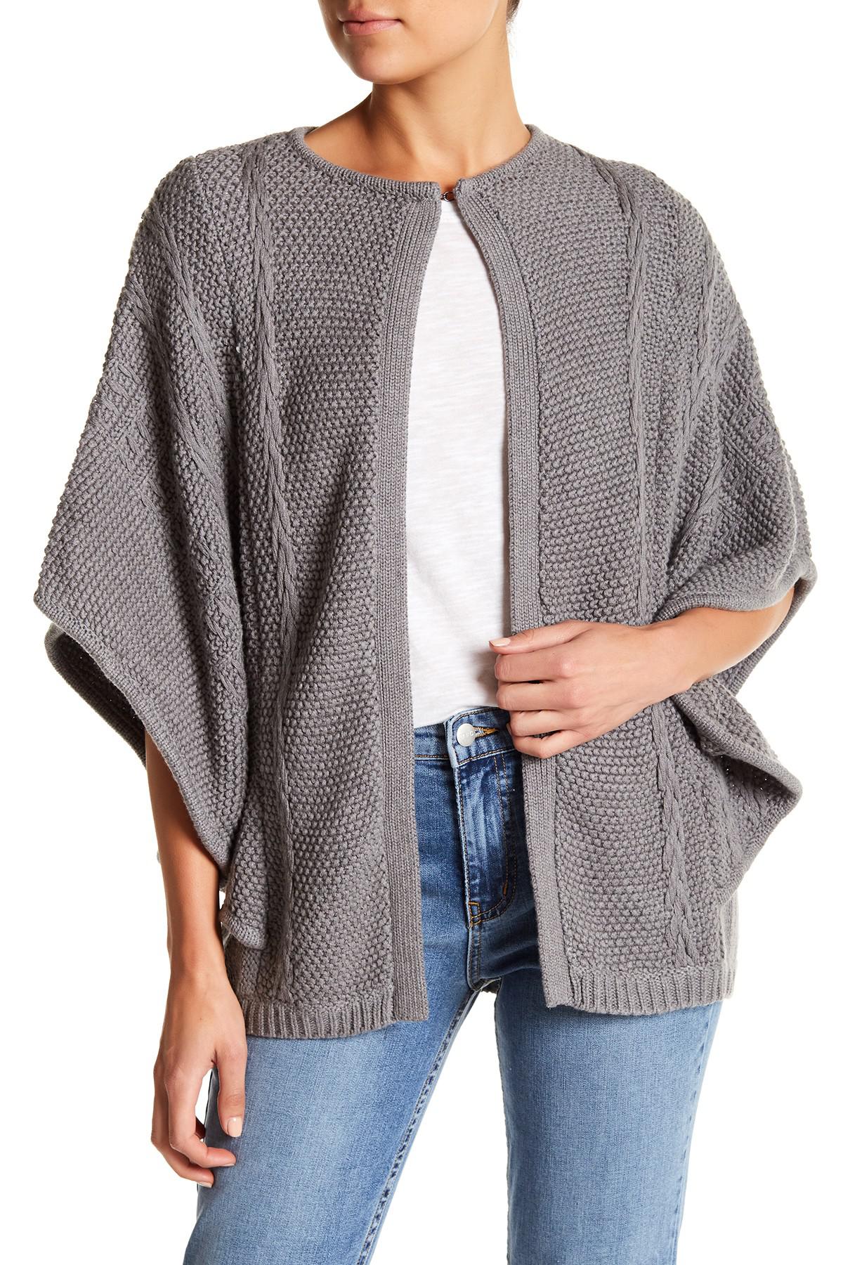 Lyst Ella Moss Chunky Knit Poncho Sleeve Cardigan in Gray