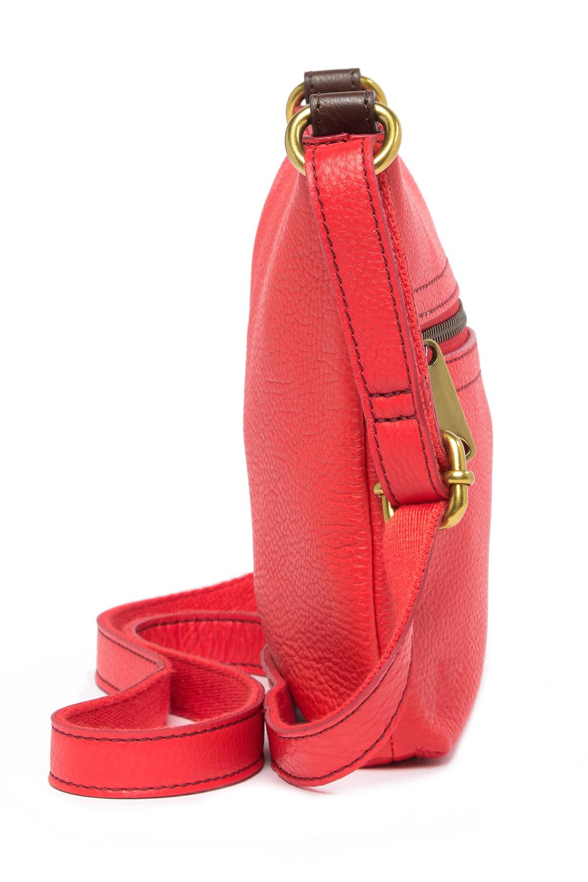 Fossil Explorer Mini Leather Crossbody Bag in Red - Lyst