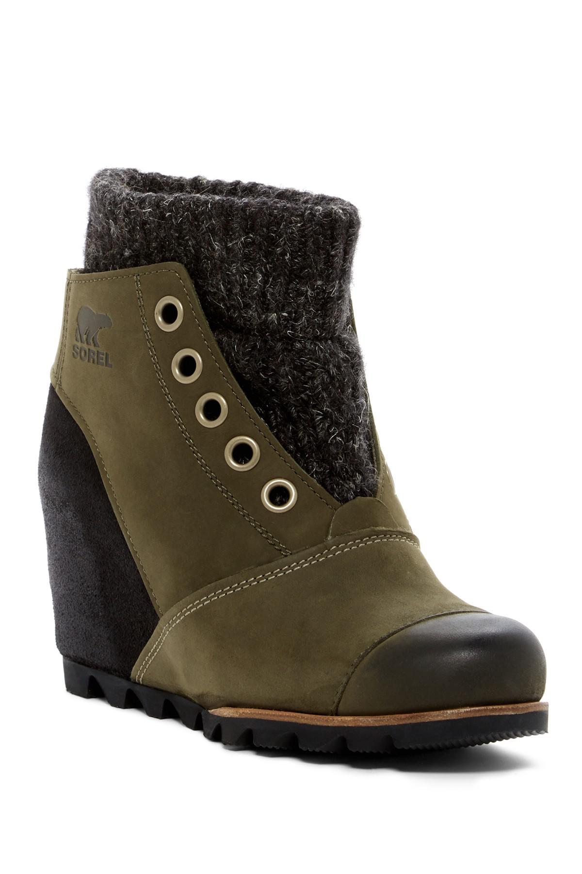 sweater cuff wedge booties