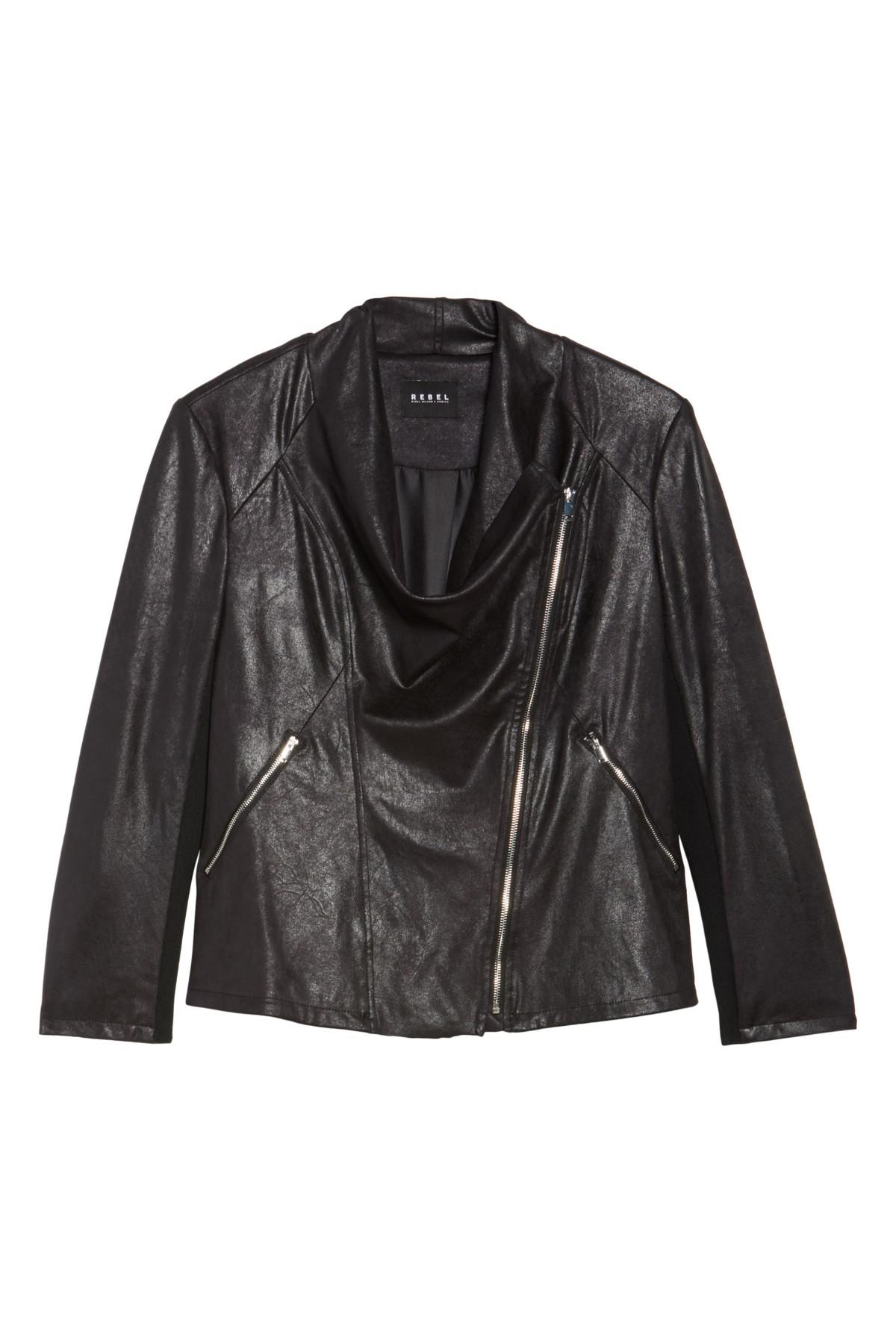 Rebel Wilson X Angels Black Asymmetrical Faux Leather Jacket Plus Size