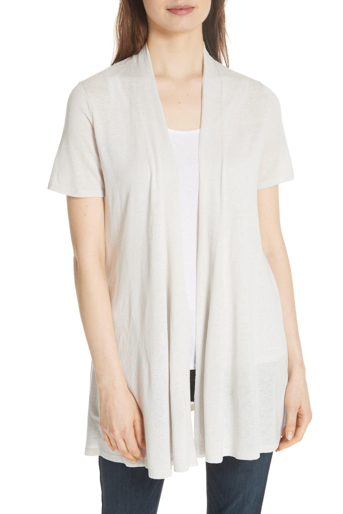 womens white linen cardigan