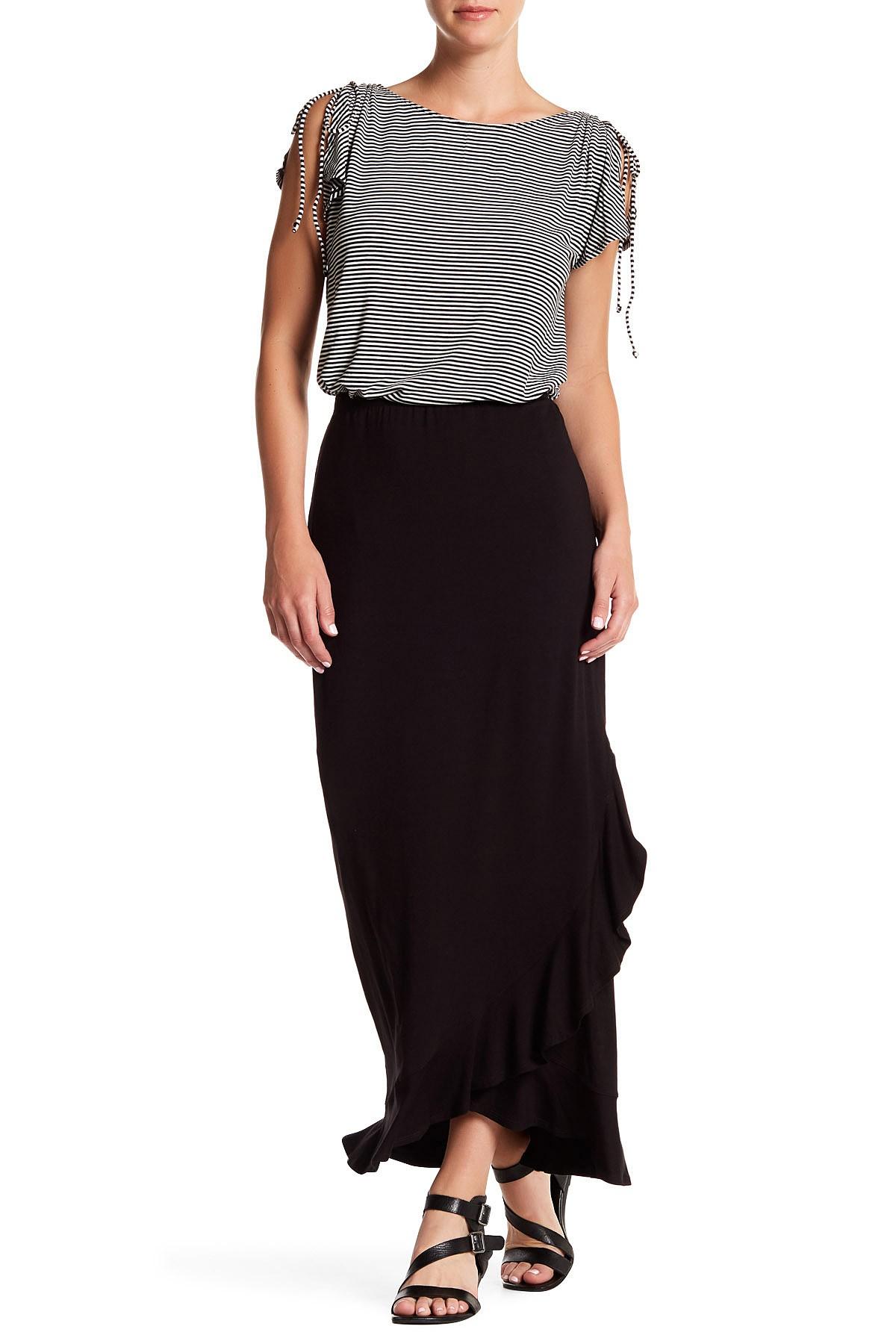 black wrap ruffle skirt