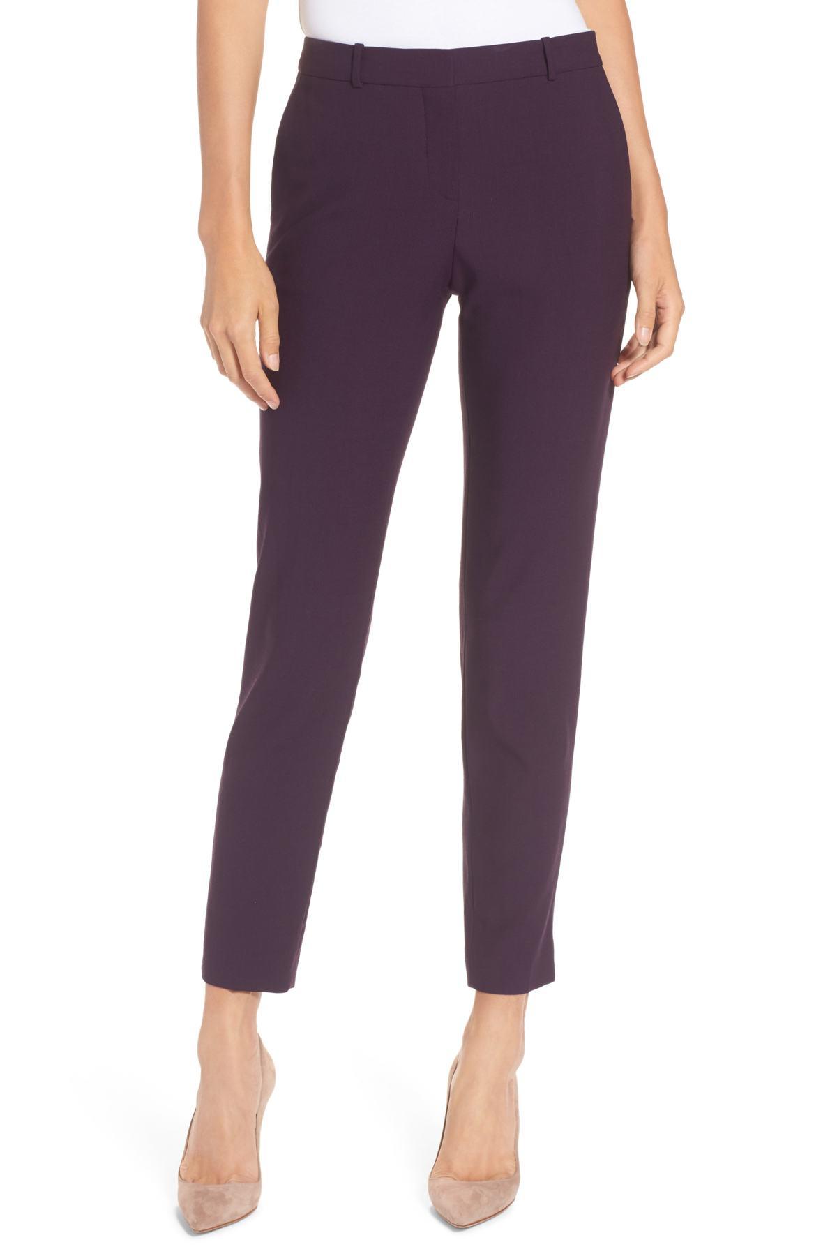 BOSS Tiluna Straight Leg Wool Suit Pants in Purple - Lyst