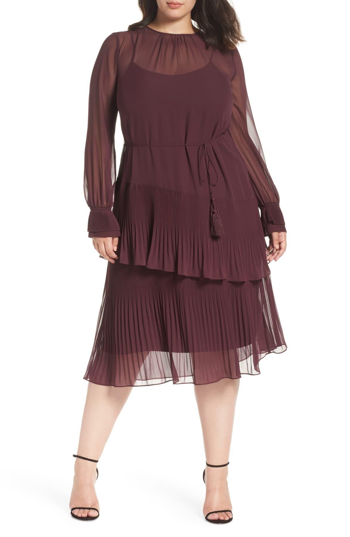 chelsea28 pleat detail midi dress
