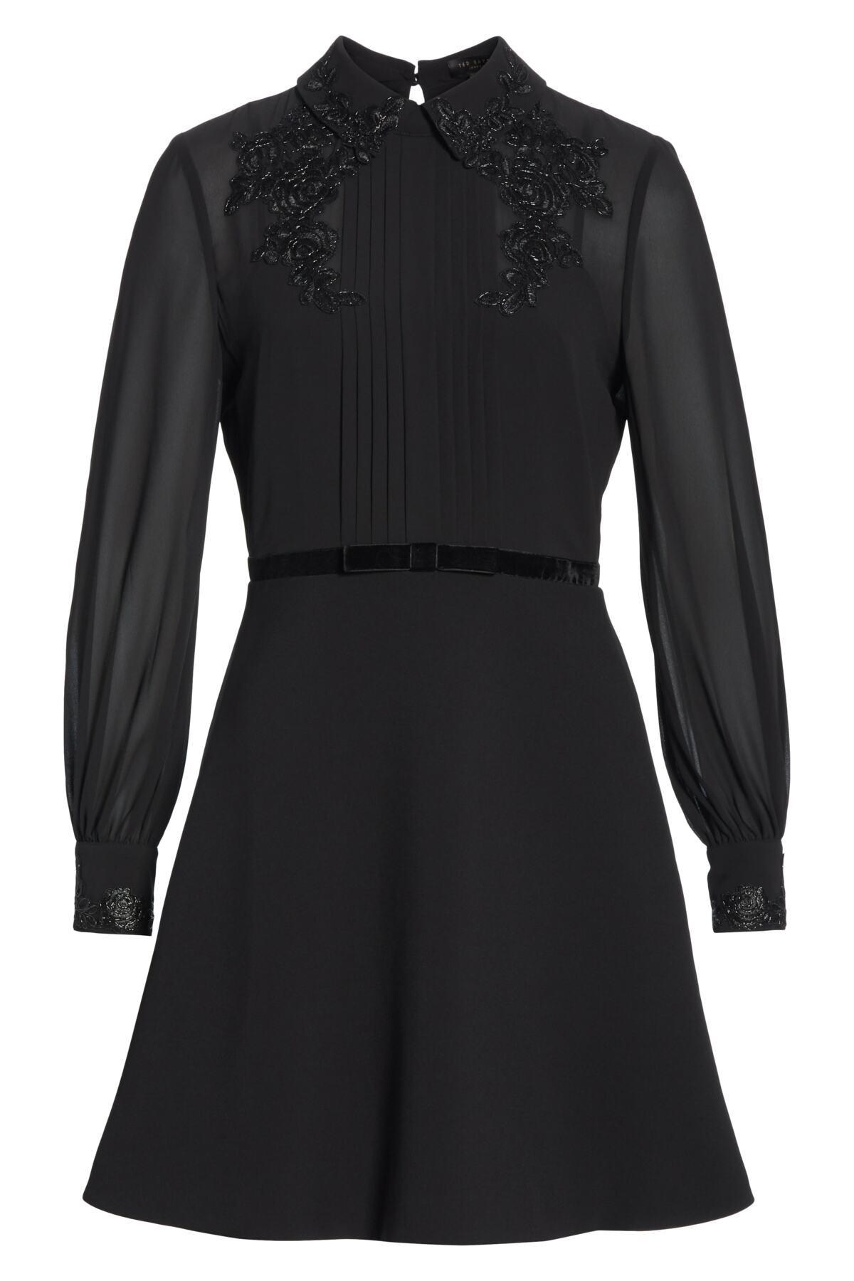 Ted Baker Embellished Dress With Collar in Black Lyst